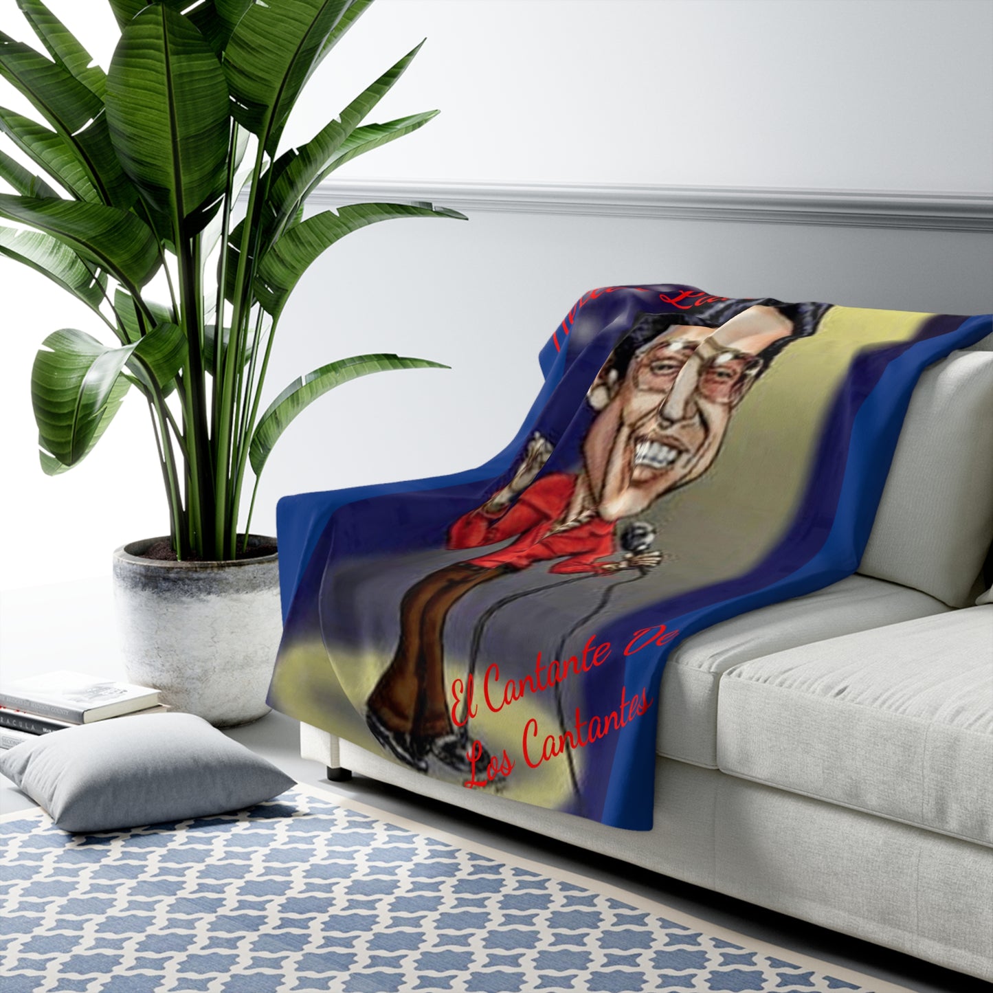 Sherpa Blanket – 'Hector Lavoe El Cantante De Los Cantantes' Caricature Fleece Throw Puerto Rico