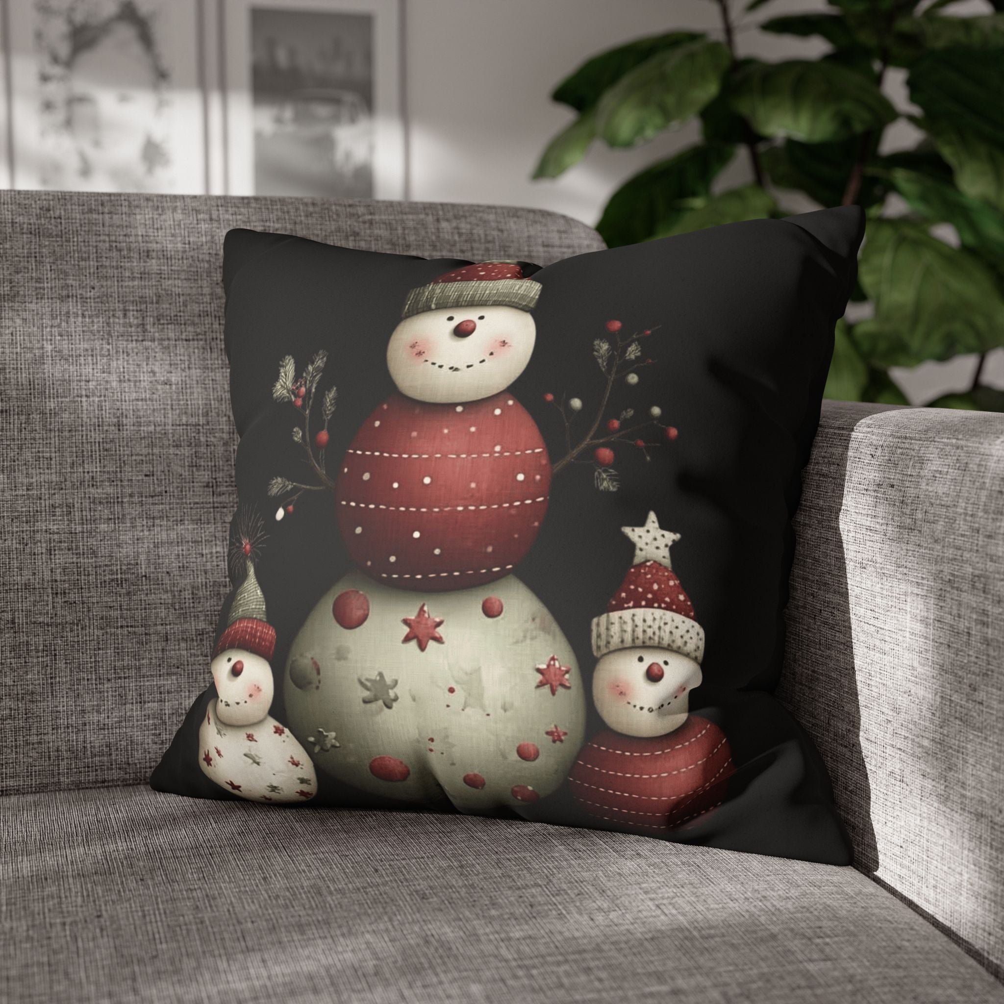 Christmas Snowman Pillowcase — Faux Suede Holiday Throw Pillow Cover CHRISTMAS PILLOW DÉCOR