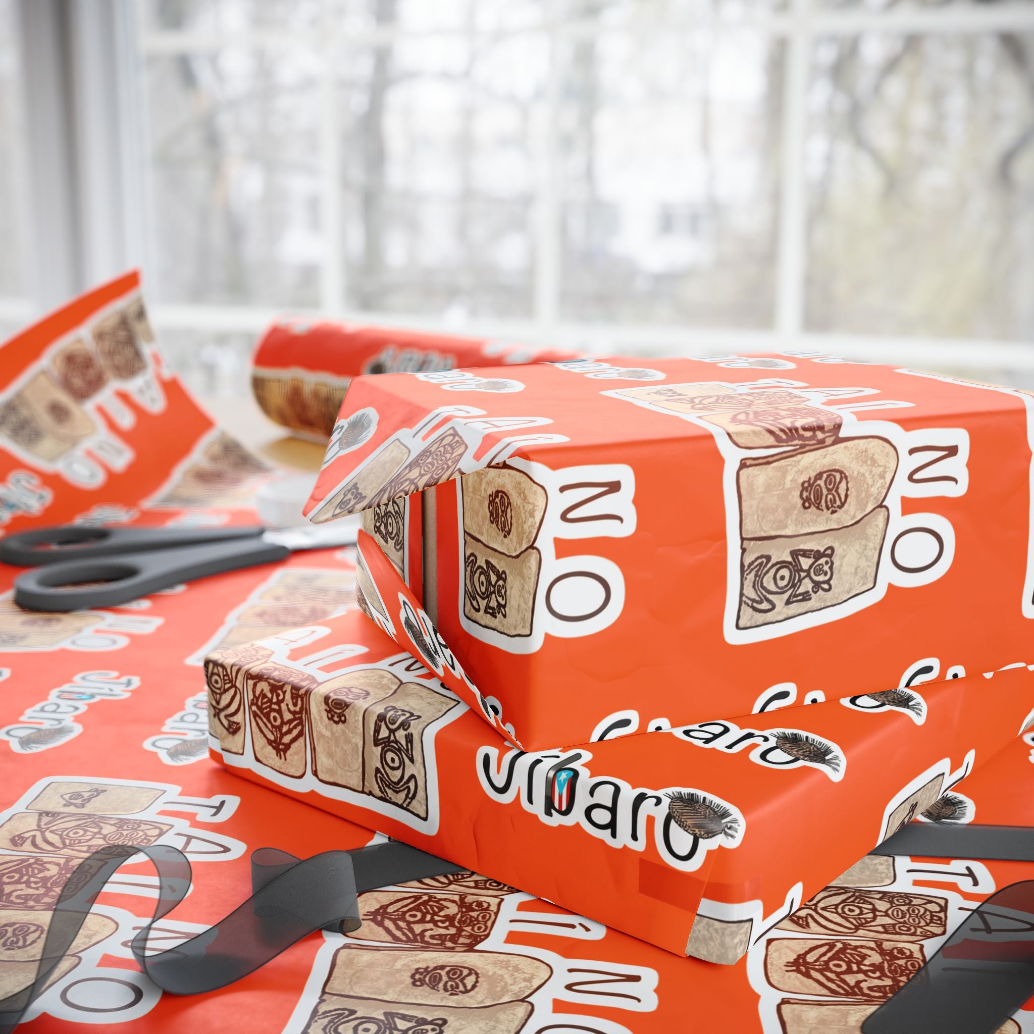 Puerto Rico  T aino Jibaro BoricuaWrapping Paper Cultural Gift Wrap | Boricua Heritage Design | Holiday & Celebration Gift Packaging
