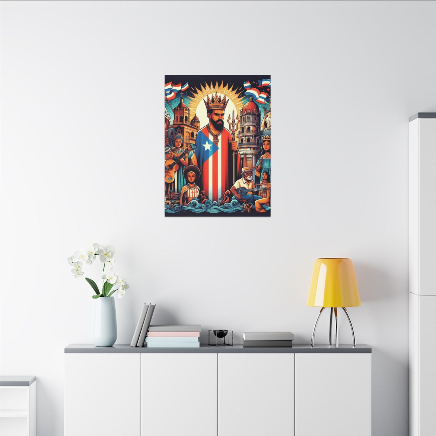 Vibrant Puerto Rican Art Canvas, Cultural Wall Decor, Celebration Decor, Unique Gift, Home Accent, Multi-Size
