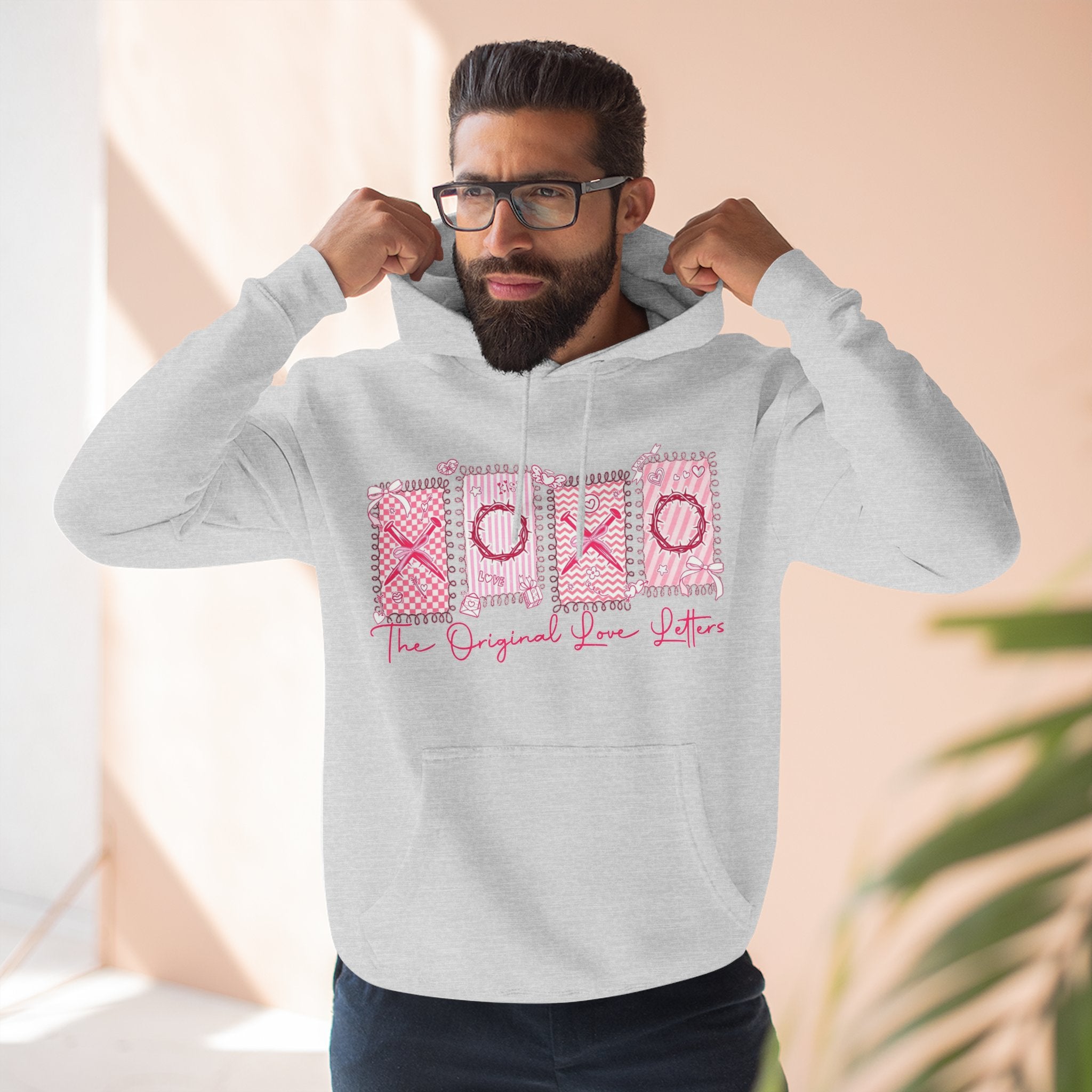 Hoodie  Pink XOXO Three Panel Love Letters Fleece Hoodie
