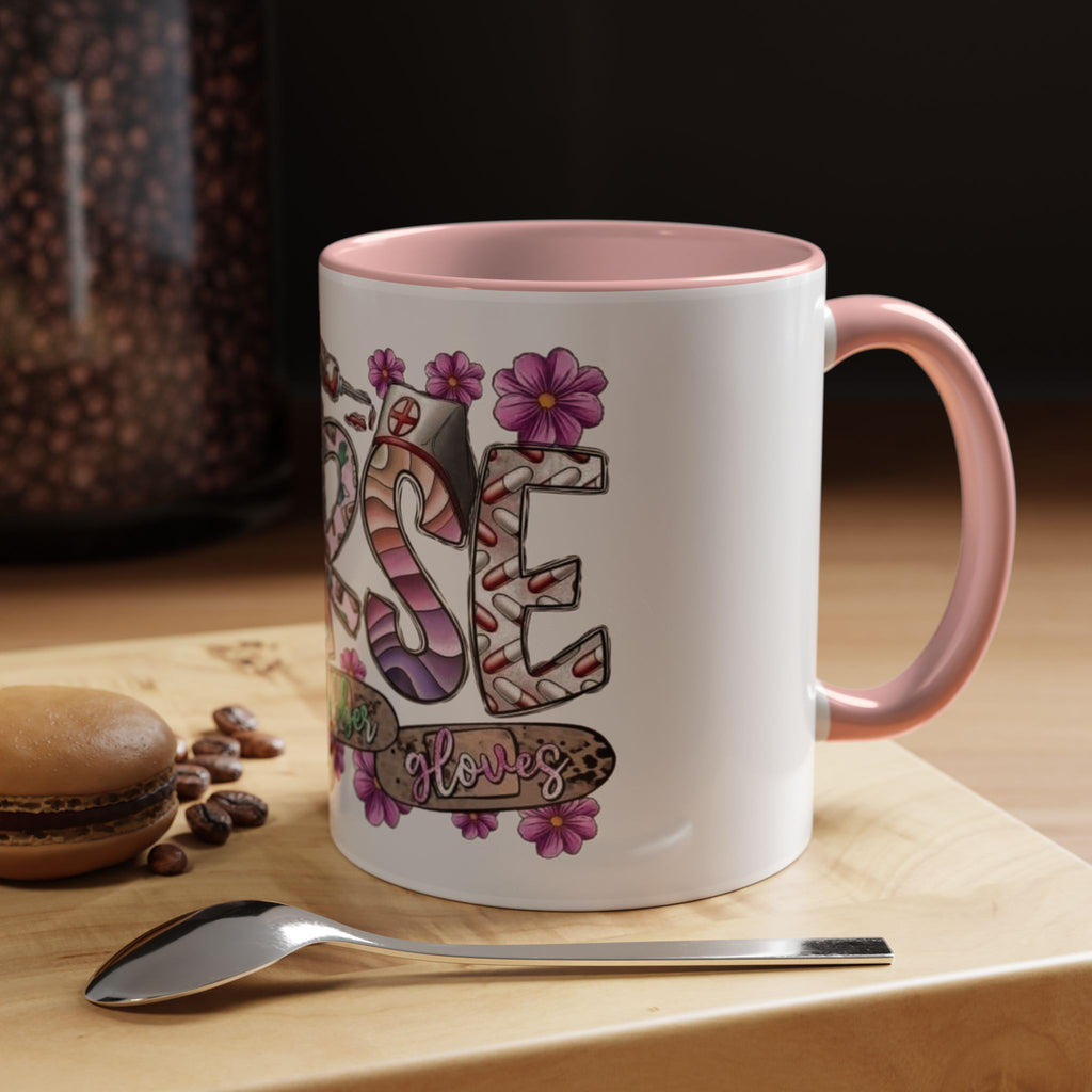 Nurse Love Coffee Mug  Cute Floral Medical Stethoscope & Syringe Design (11/15oz) Medical Christmas Mug