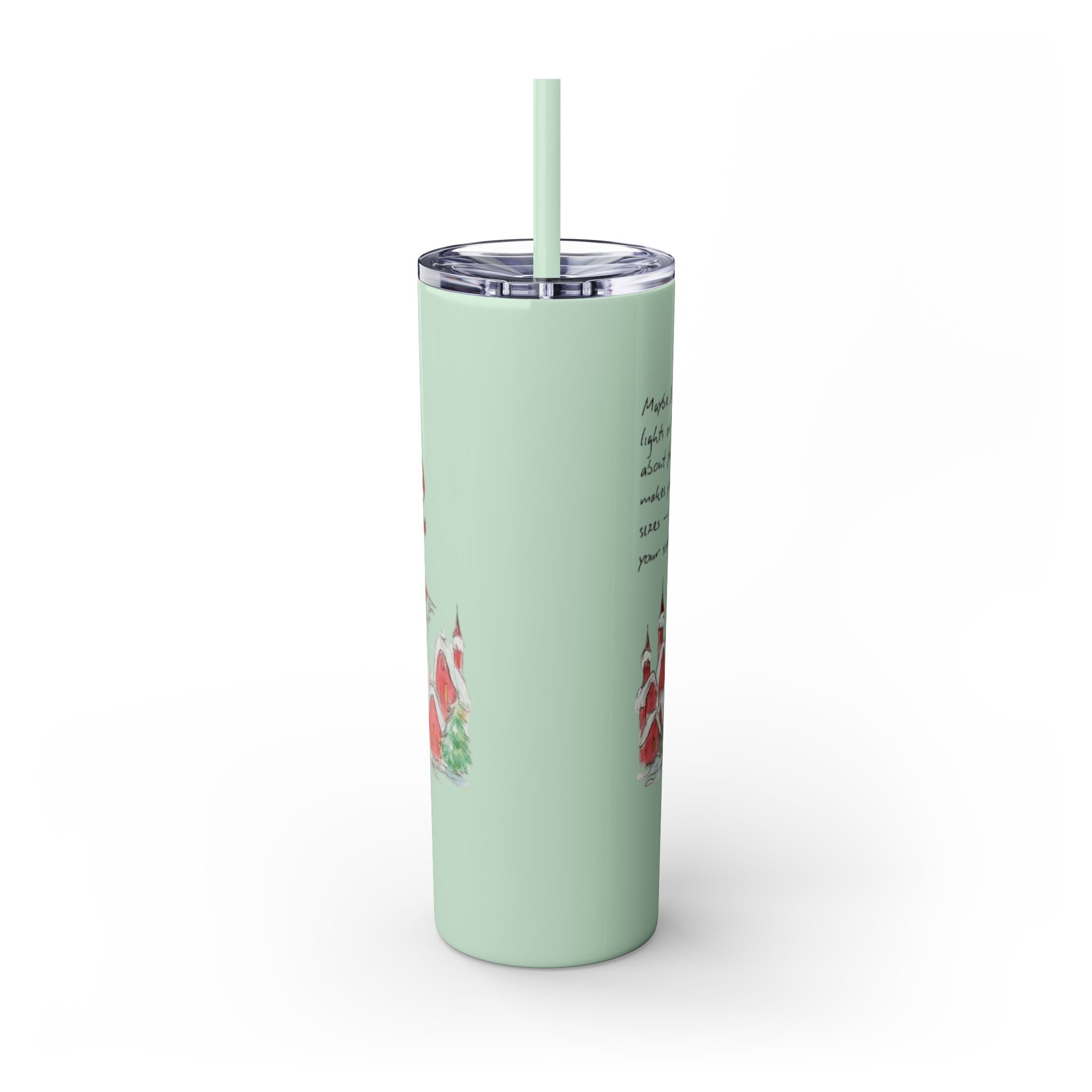 Grinch Christmas Skinny Tumbler with Straw — Dr. Seuss Holiday Quote Design, 20oz Christmas Mugs Collection