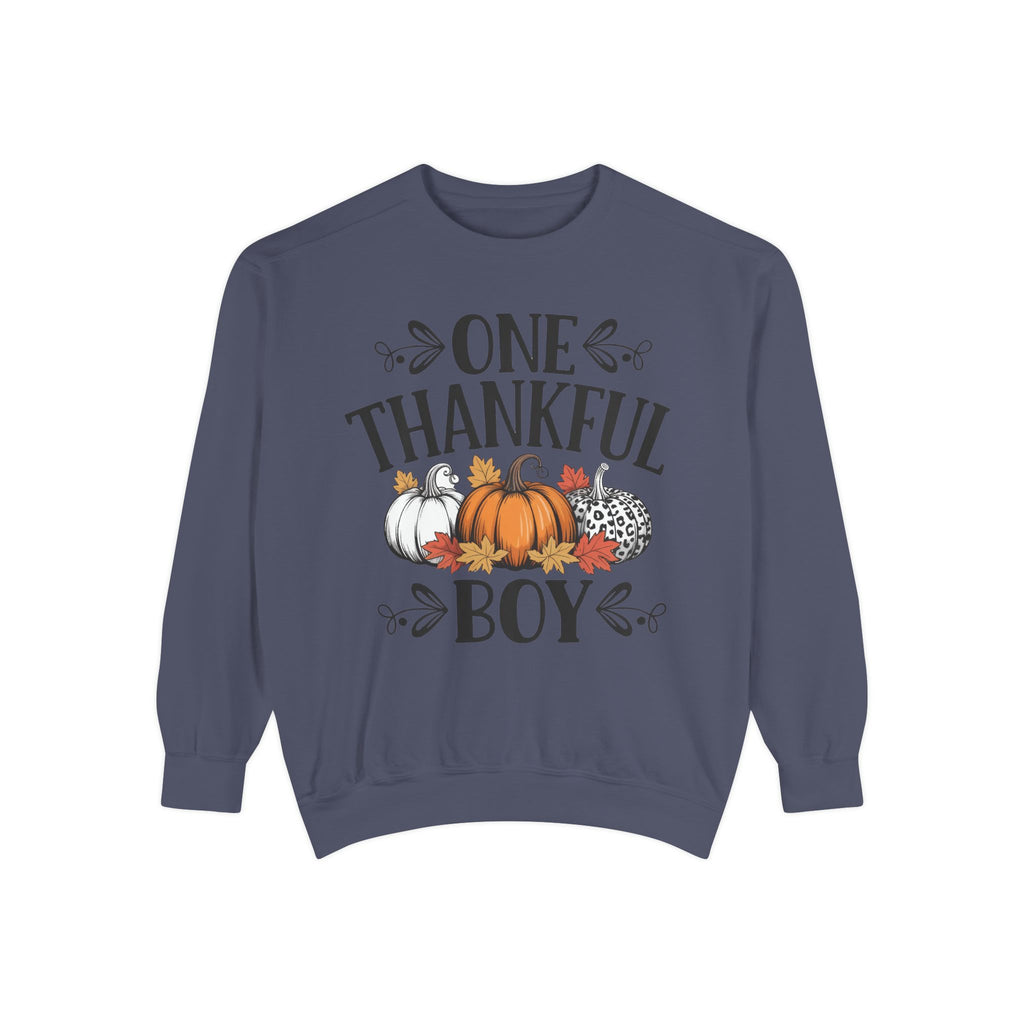 Thankful Boy Sweatshirt  Fall Pumpkin Thanksgiving Crewneck Fall T-Shirts and Sweatshirts Collection
