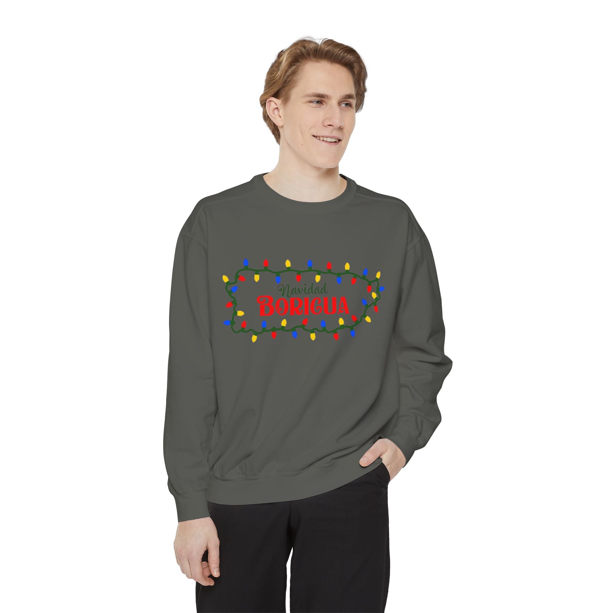 Navidad Boricua Sweatshirt — Puerto Rican Holiday Sweater with Christmas Lights
