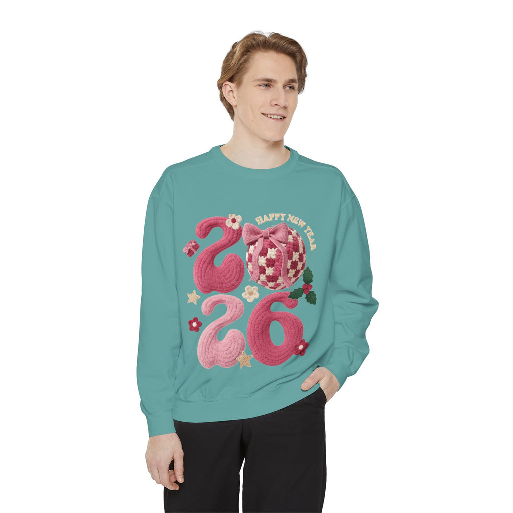 Happy New Year 2026 Sweater  Pink Festive Graphic Sweatshirt