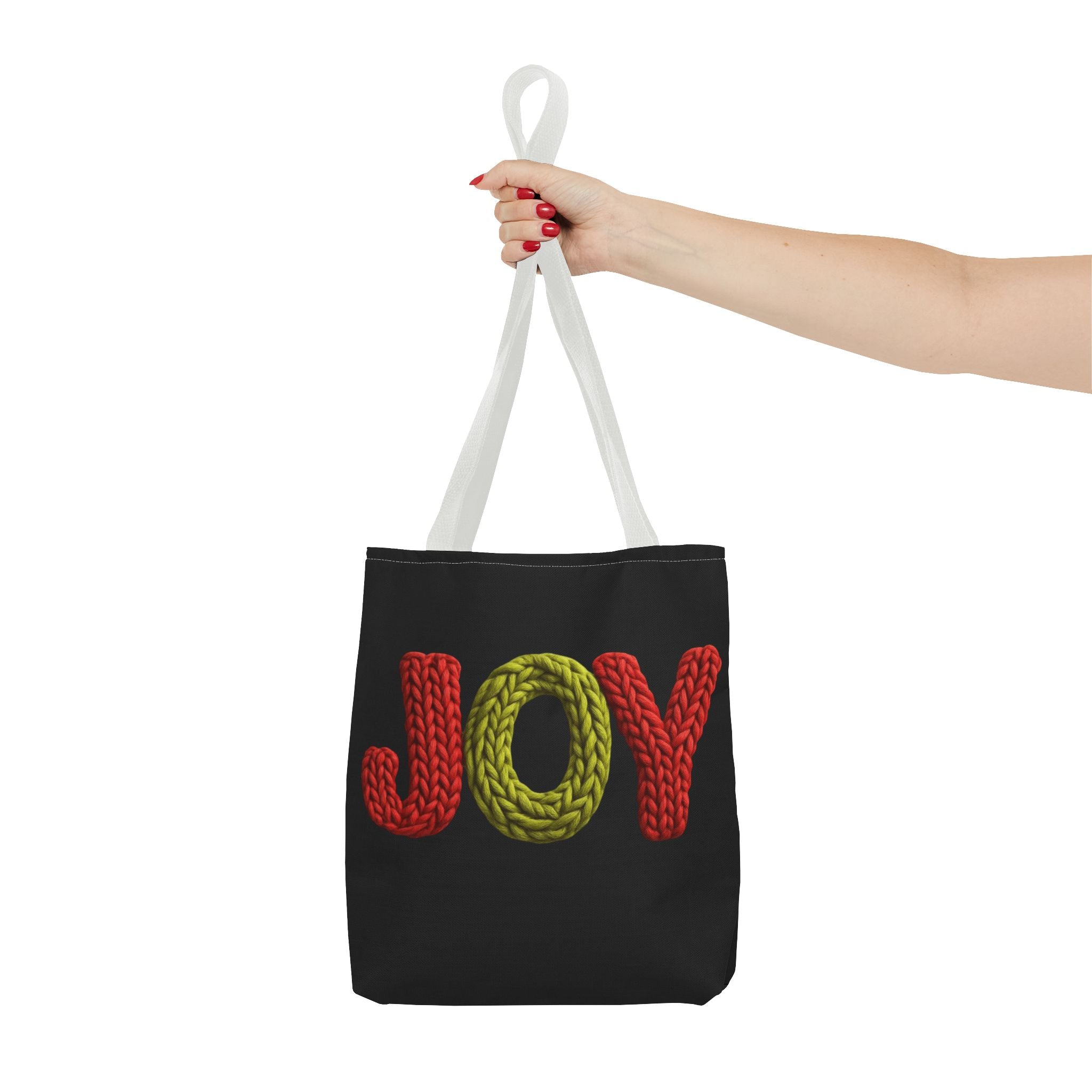 Christmas Tote Bag  Festive Holiday DesigJoy Knit Tote Bag  Colorful 'JOY' Yarn Design, Cozy Holiday Gift Tote