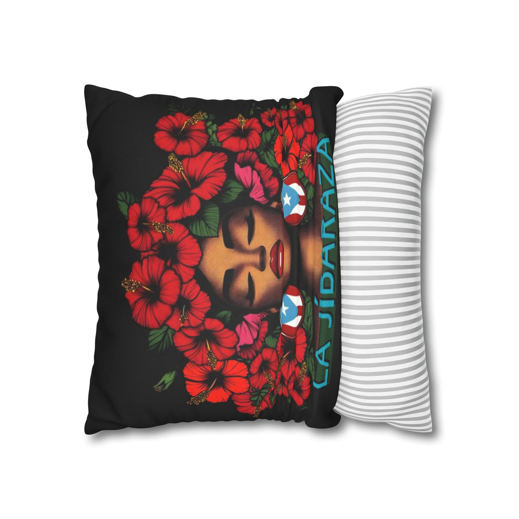 La Jíbara Pillowcase – Puerto Rican Floral Hair Art Square Pillow  Puerto Rico Culture Pillow