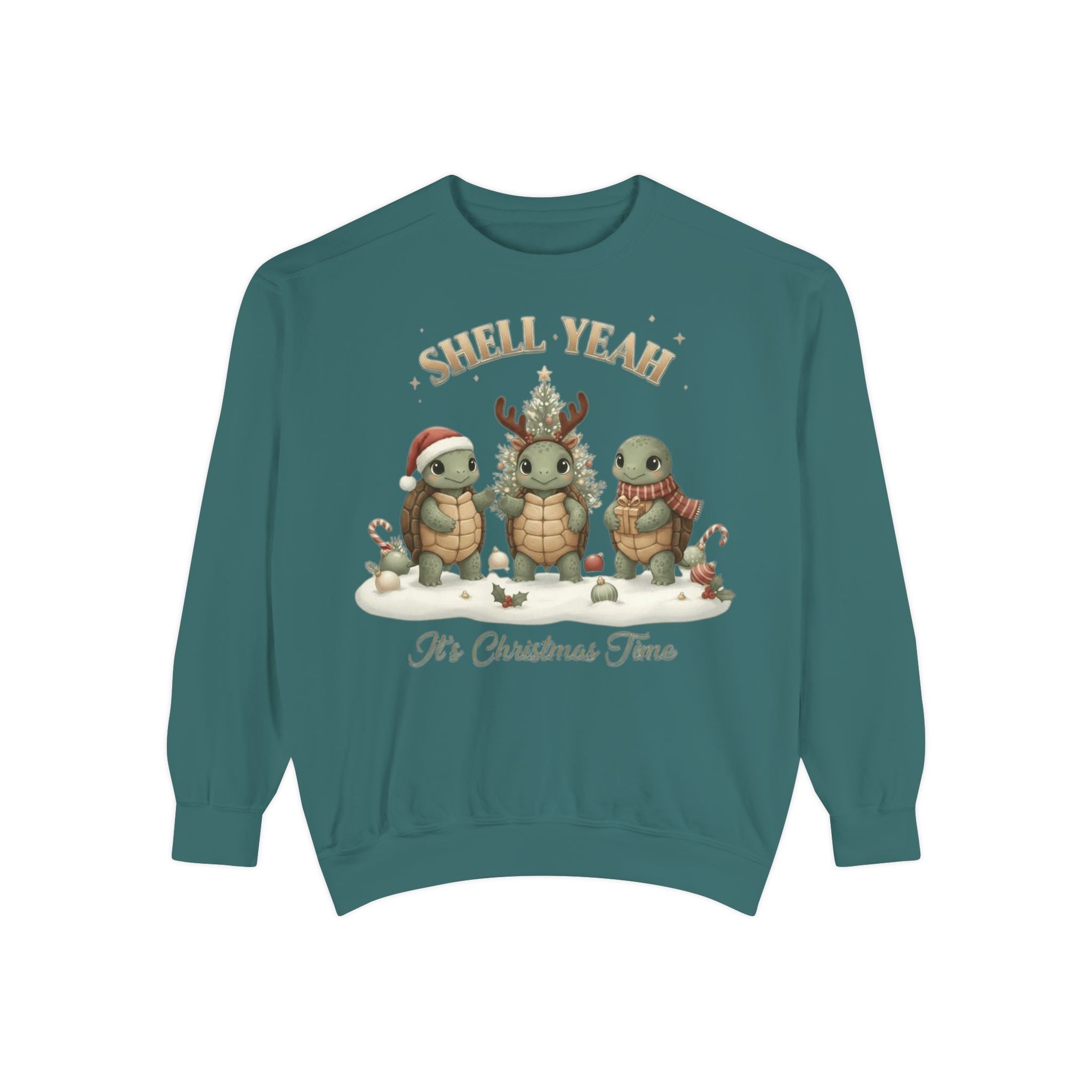 Christmas Turtle Sweatshirt  "Shell Yeah, It’s Christmas Time" Holiday Pullover