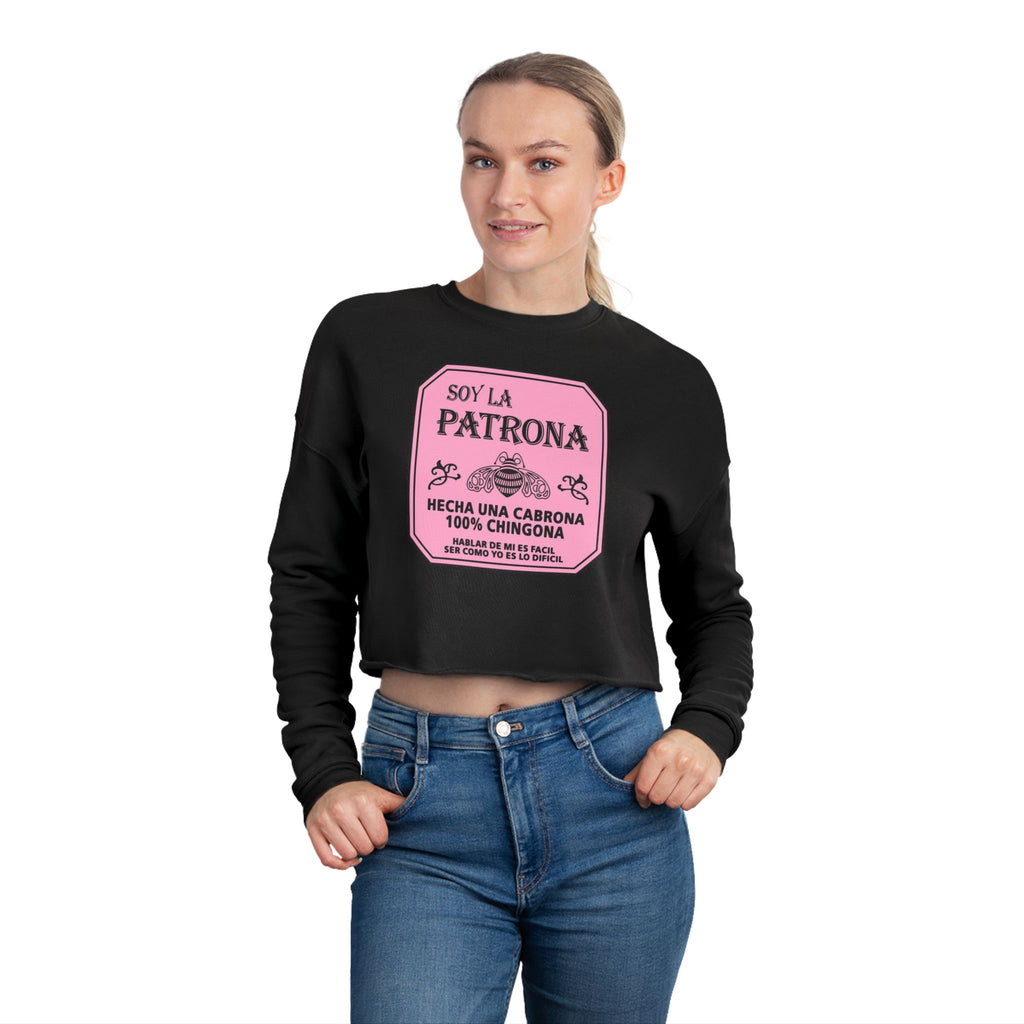 Cropped Sweatshirt “Soy La Patrona” Pink Graphic Amor Familiar Minimalista