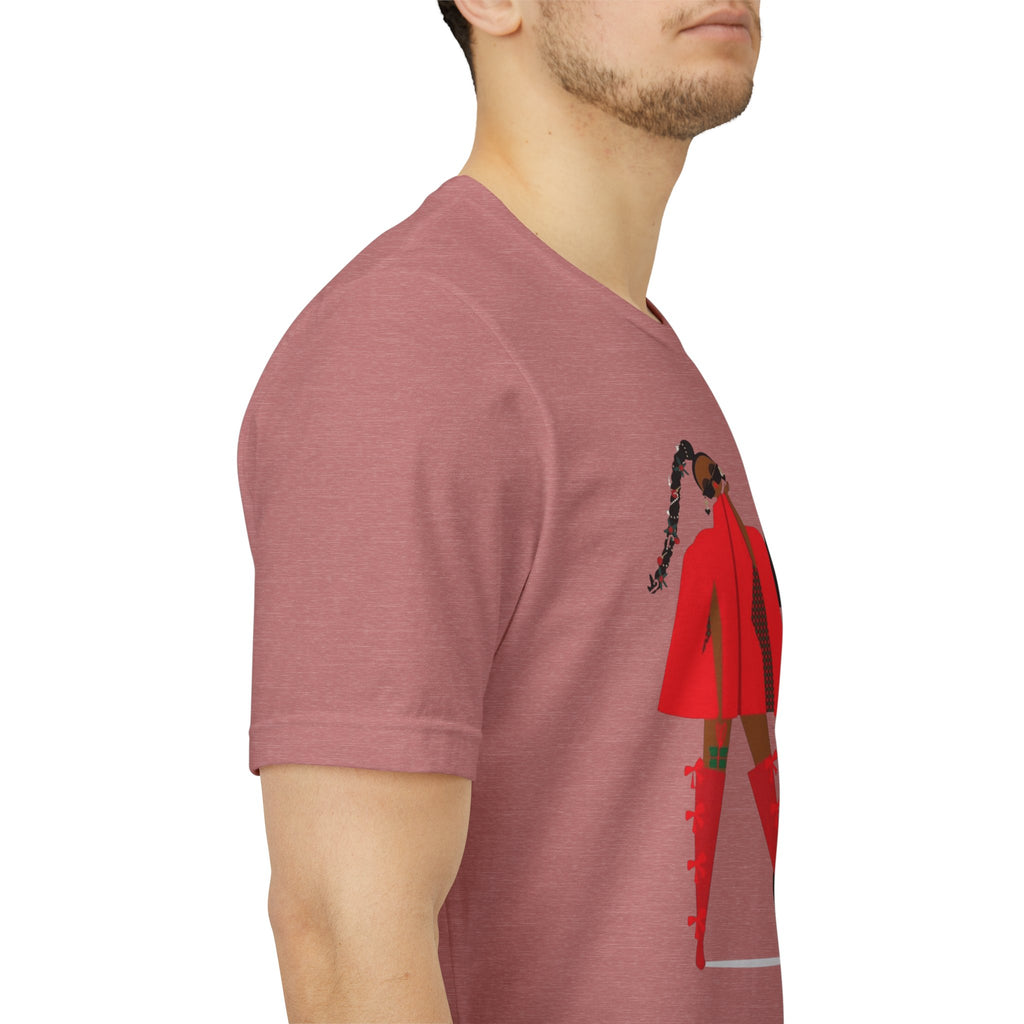 December Fashion Tee  Red Coat Model Graphic Shirt