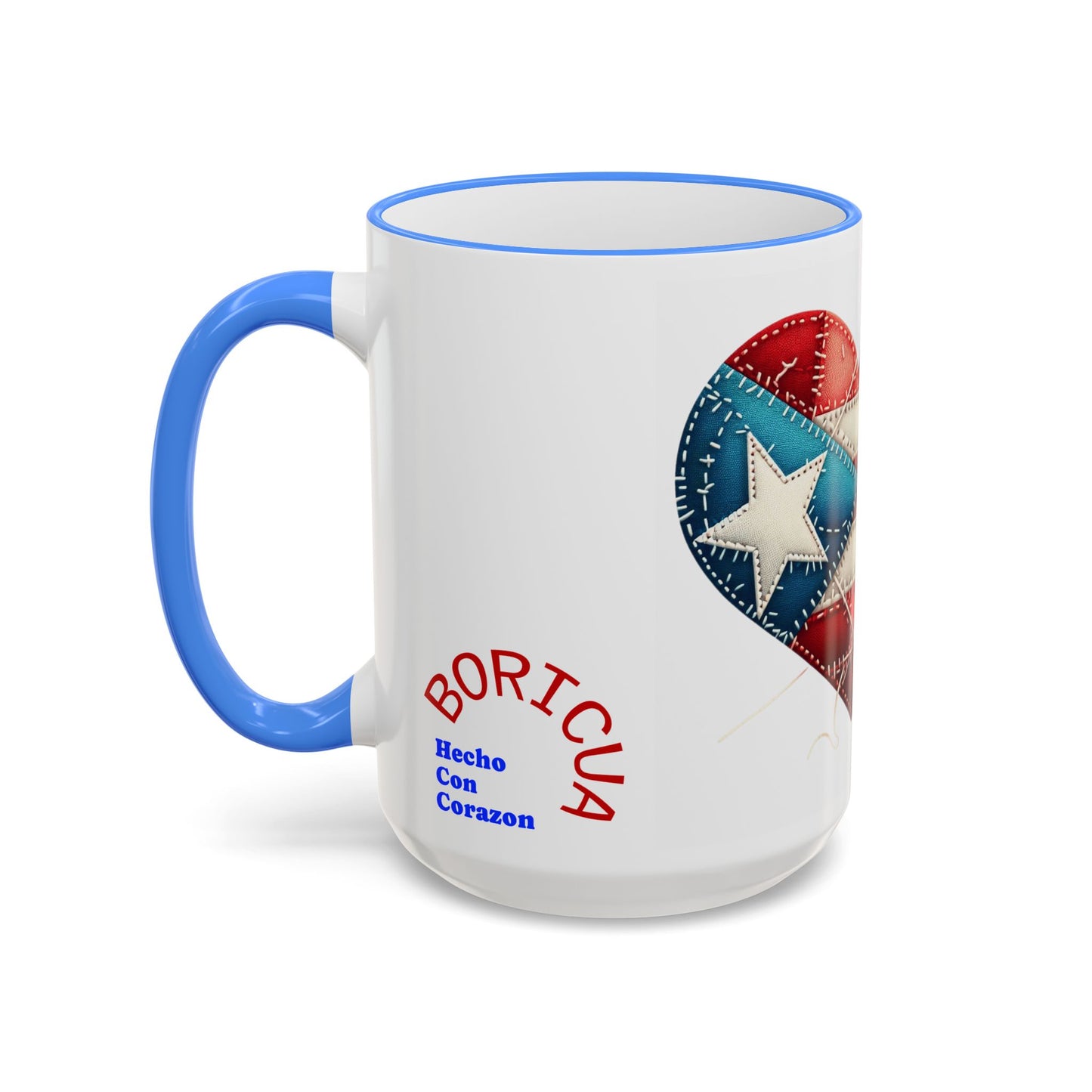Puerto Rico Flag Heart Accent Rim Mug — Patriotic Coffee Cup (11oz/15oz)