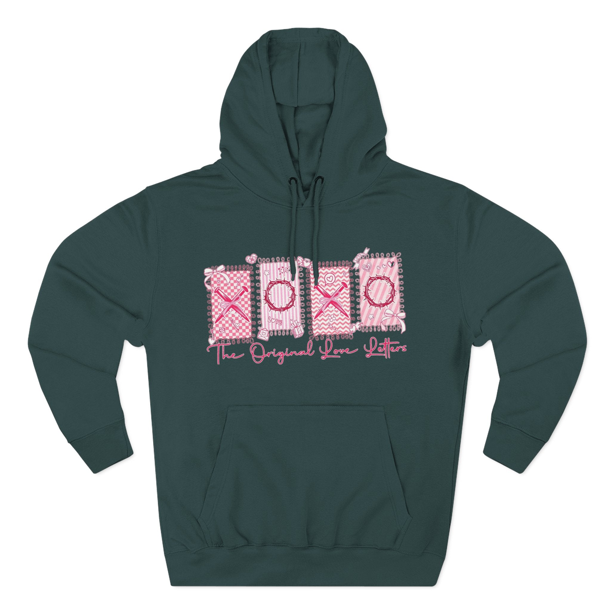 Hoodie  Pink XOXO Three Panel Love Letters Fleece Hoodie