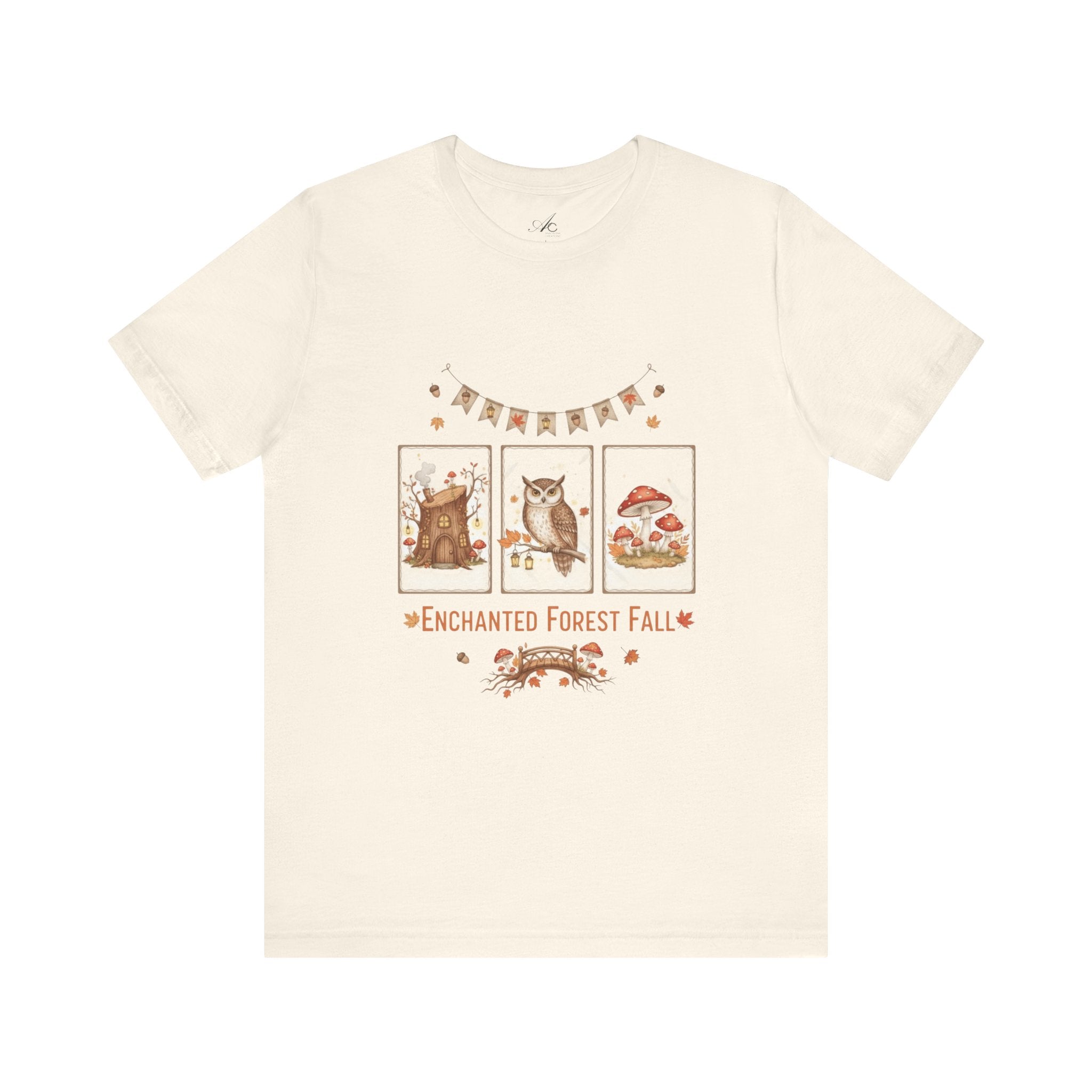 Enchanted Forest Fall Tee, Cute Owl Shirt, Autumn Graphic Tee, Nature Lover Gift, Cozy Fall Apparel, Wildlife T-Shirt, Unisex Fall Top