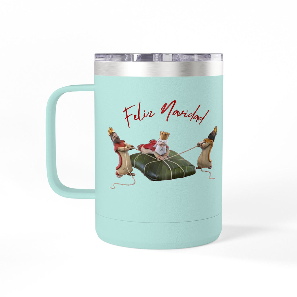 3 KINGS Holiday Travel Tumbler — 'Feliz Navidad' Dachshund Santa Design Coffee Cup for Fun Celebrations