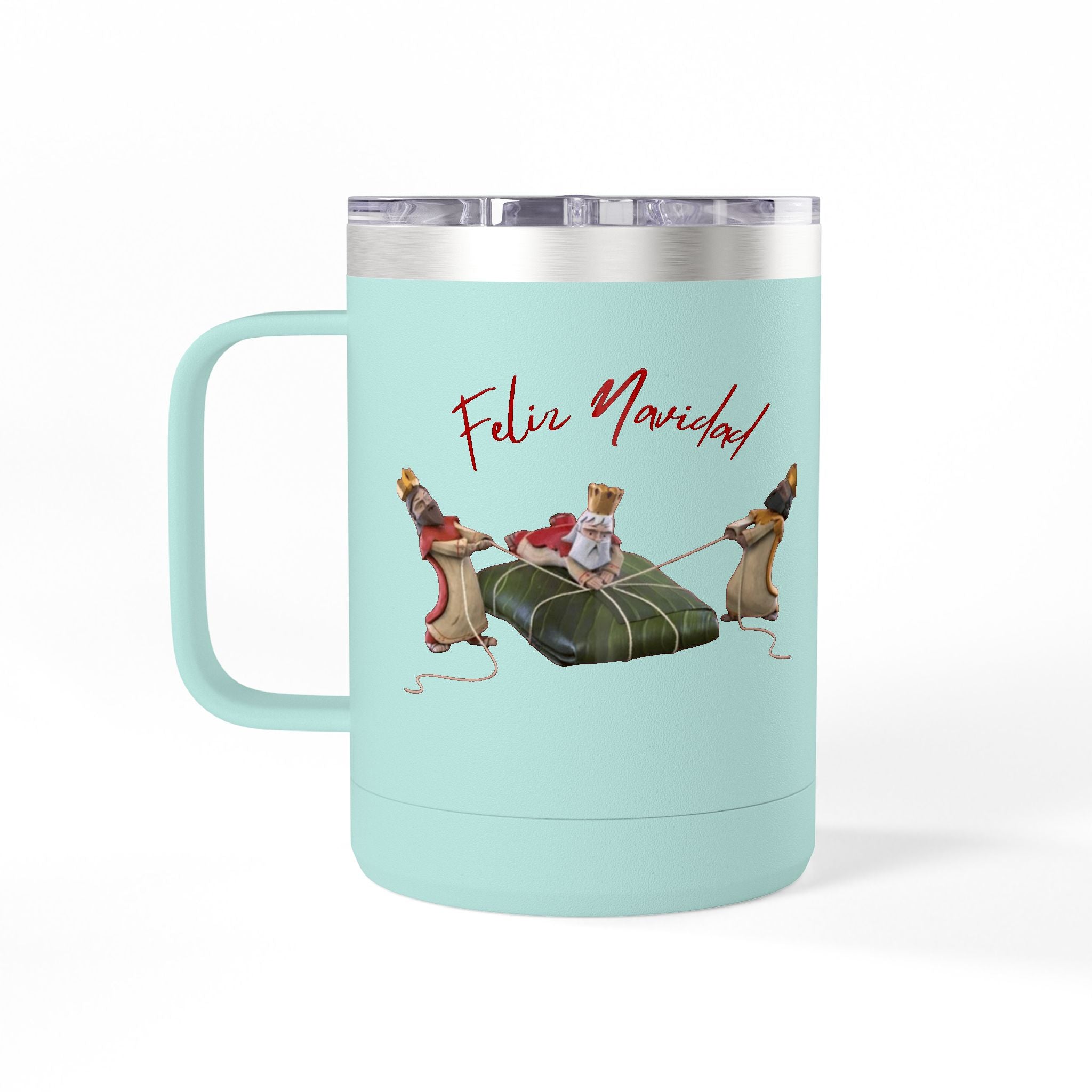 3 KINGS Holiday Travel Tumbler — 'Feliz Navidad' Dachshund Santa Design Coffee Cup for Fun Celebrations