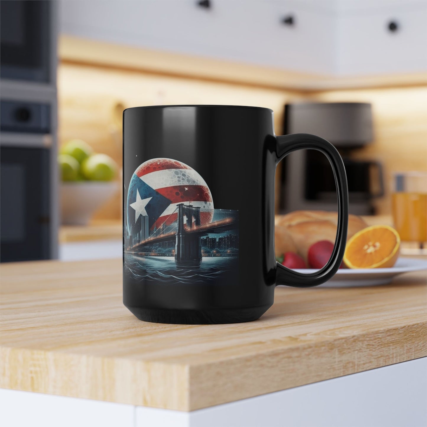 Viva Puerto Rico Puerto Rican Flag Mug Patriotic Black Mug, 15oz