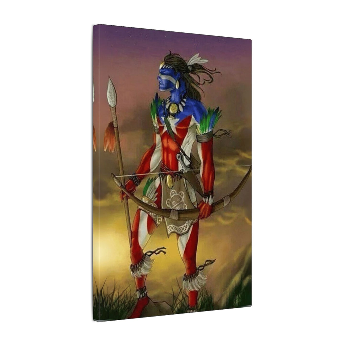 Borikén Rooted in Culture, Radiating Power Tribal Puerto Rico Warrior Canvas Art, Taino Wall Decor, Boho, Unique Gift for Collectors, Cultural Prints