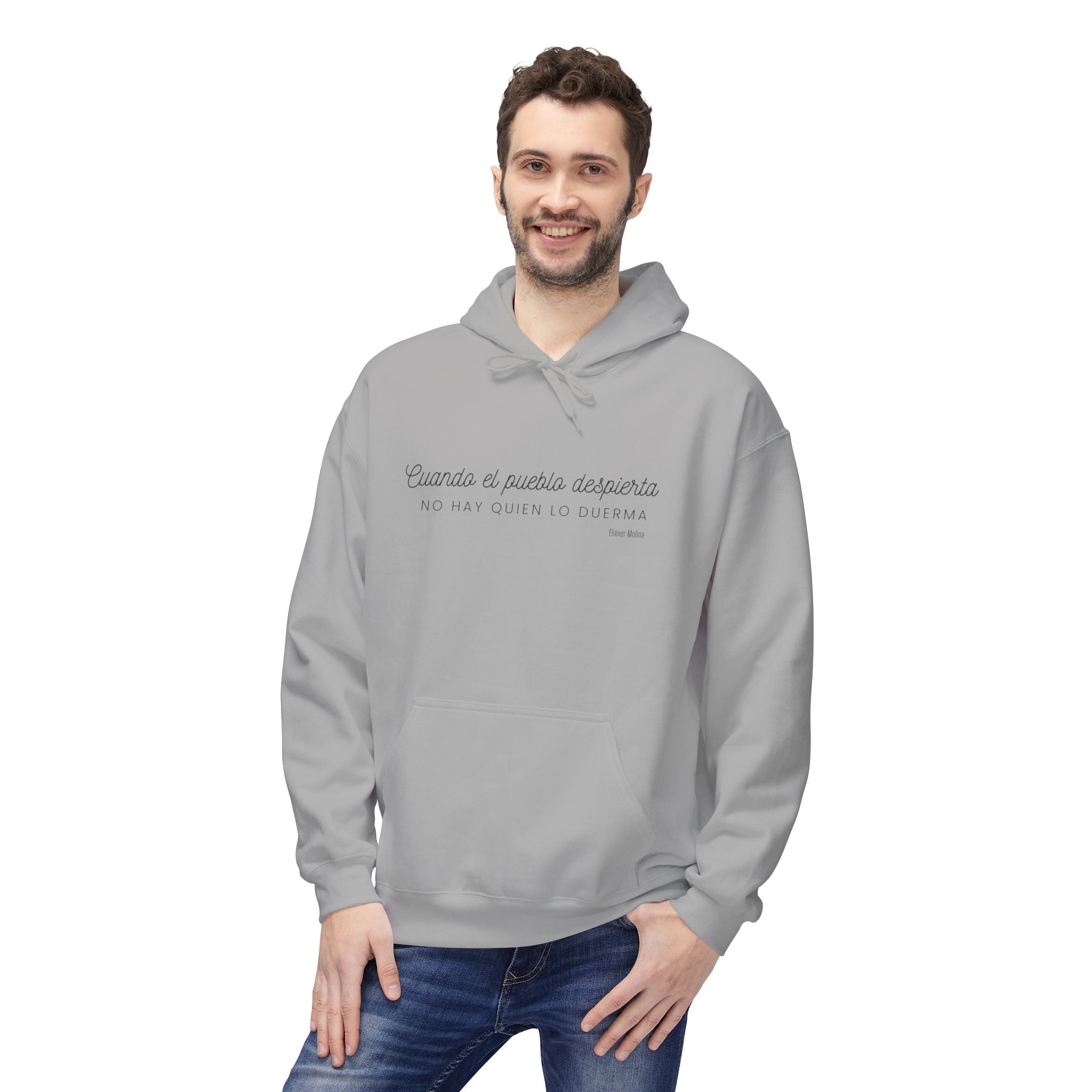White Hoodie - "Caminas a pa'la desporta" Minimal Script Pullover