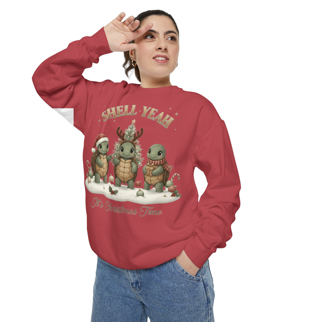Christmas Turtle Sweatshirt  "Shell Yeah, It’s Christmas Time" Holiday Pullover