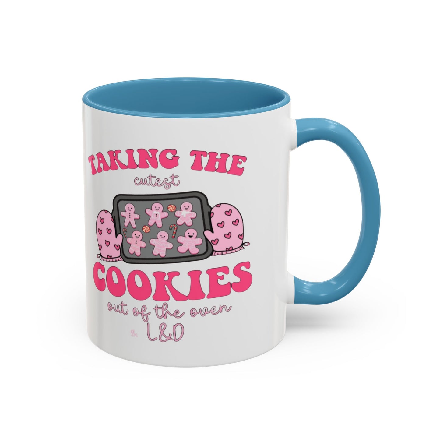 Accent Coffee Mug — "Taking the Cookies" Cute Pink Baking Design Coffee Cup for Fun Celebrations