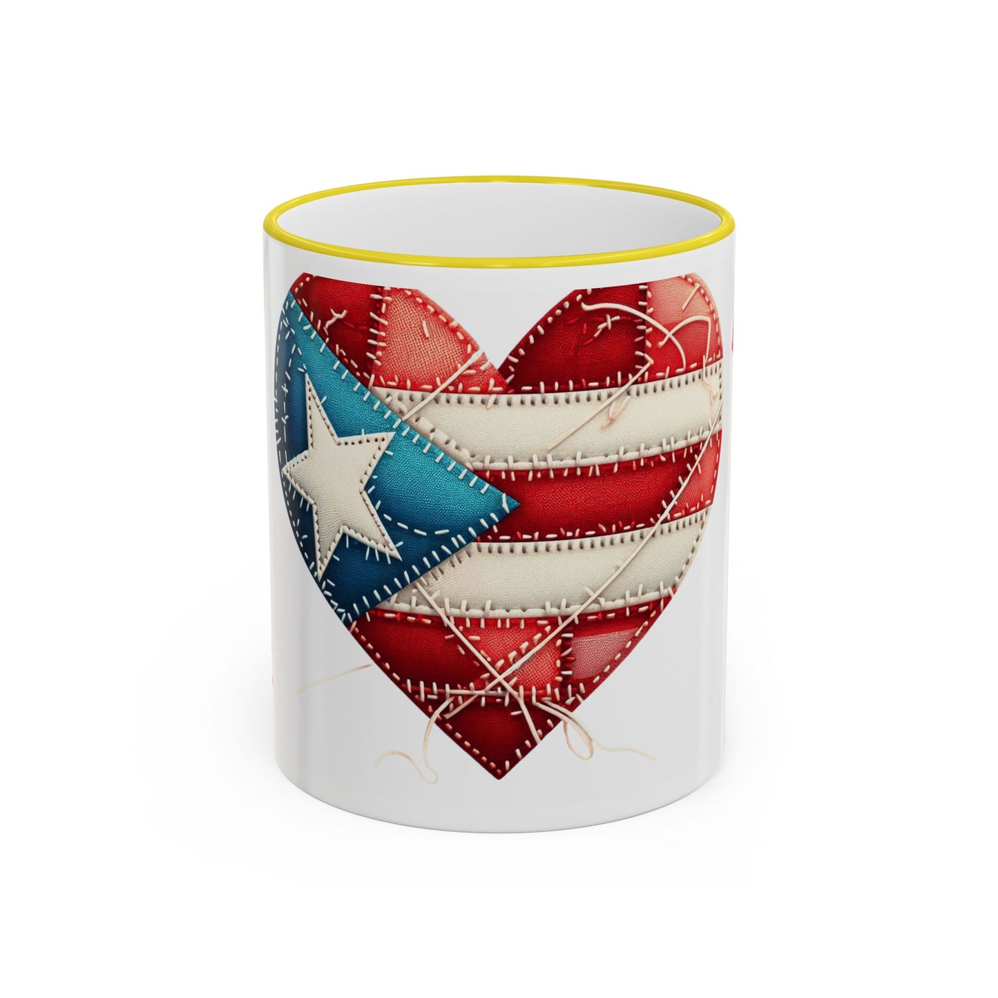 Puerto Rico Flag Heart Accent Rim Mug — Patriotic Coffee Cup (11oz/15oz)