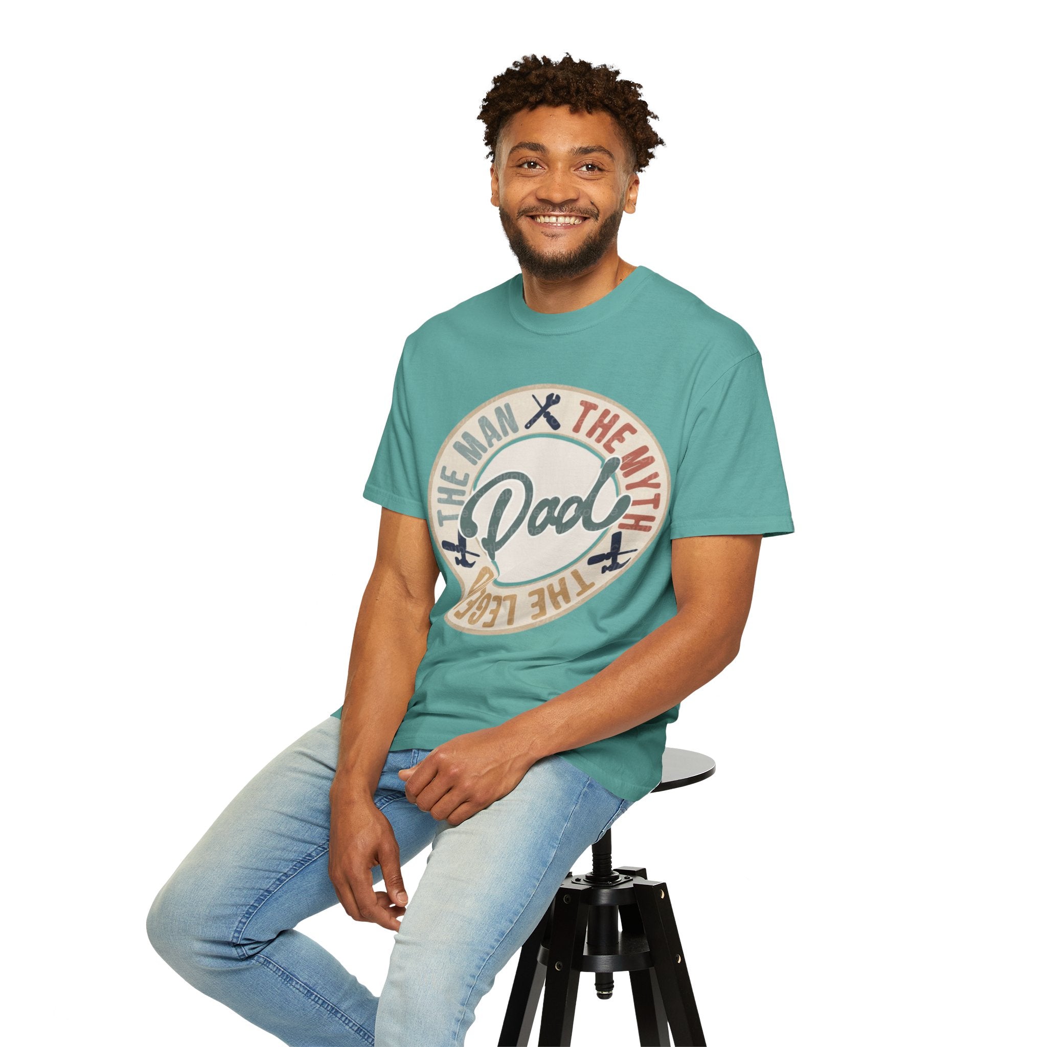 Dad Retro Badge T-Shirt — “Dad: The Man, The Myth, The Legend” Father’s Day Tee
