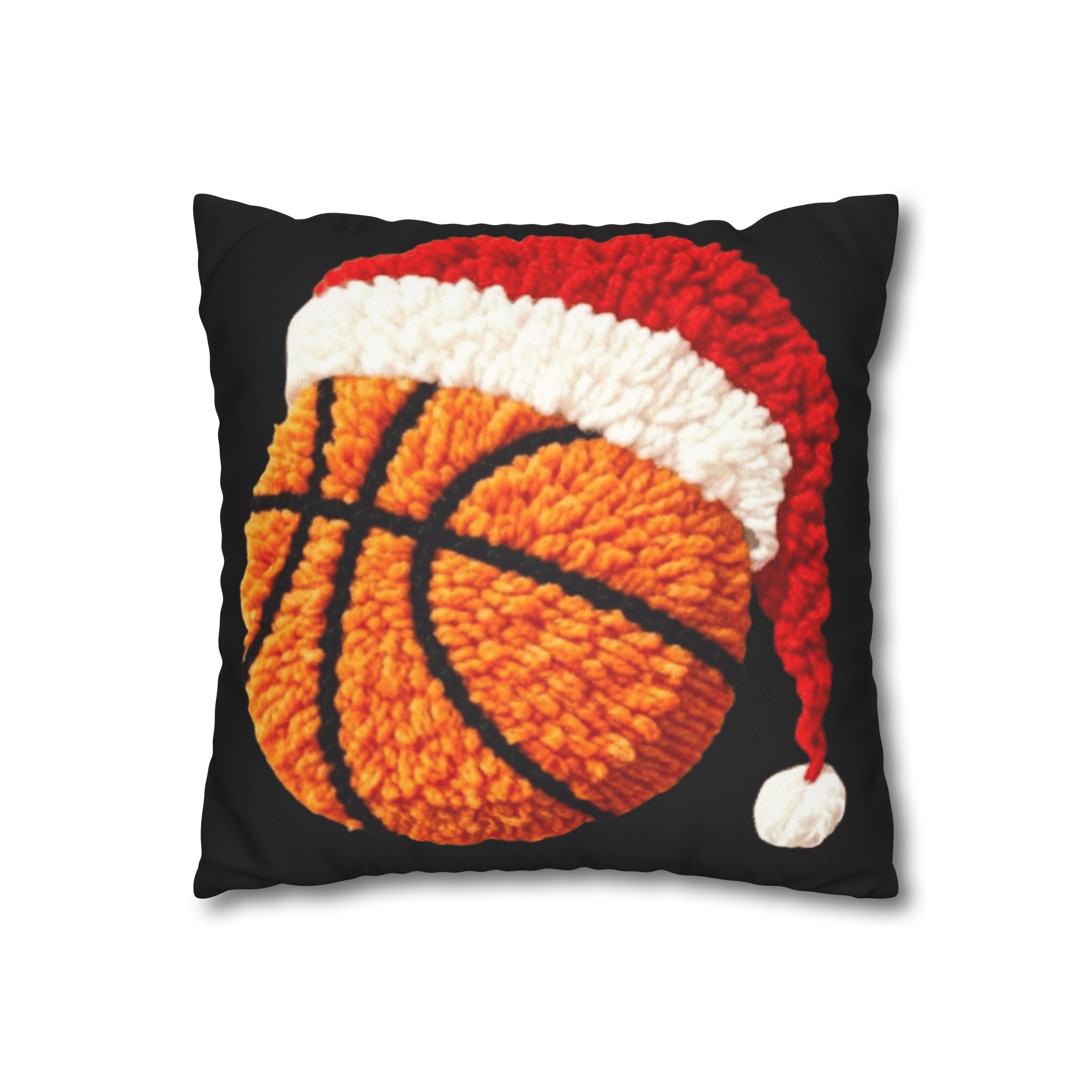 Basketball Christmas Pillowcase — Faux Suede Square Throw Pillow Cover