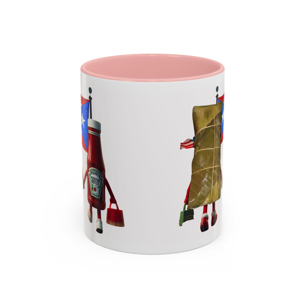 Puerto Rican Flag Ketchup & Pasteles Coffee Mug — Funny Food Friends Accent Mug (11/15oz)
