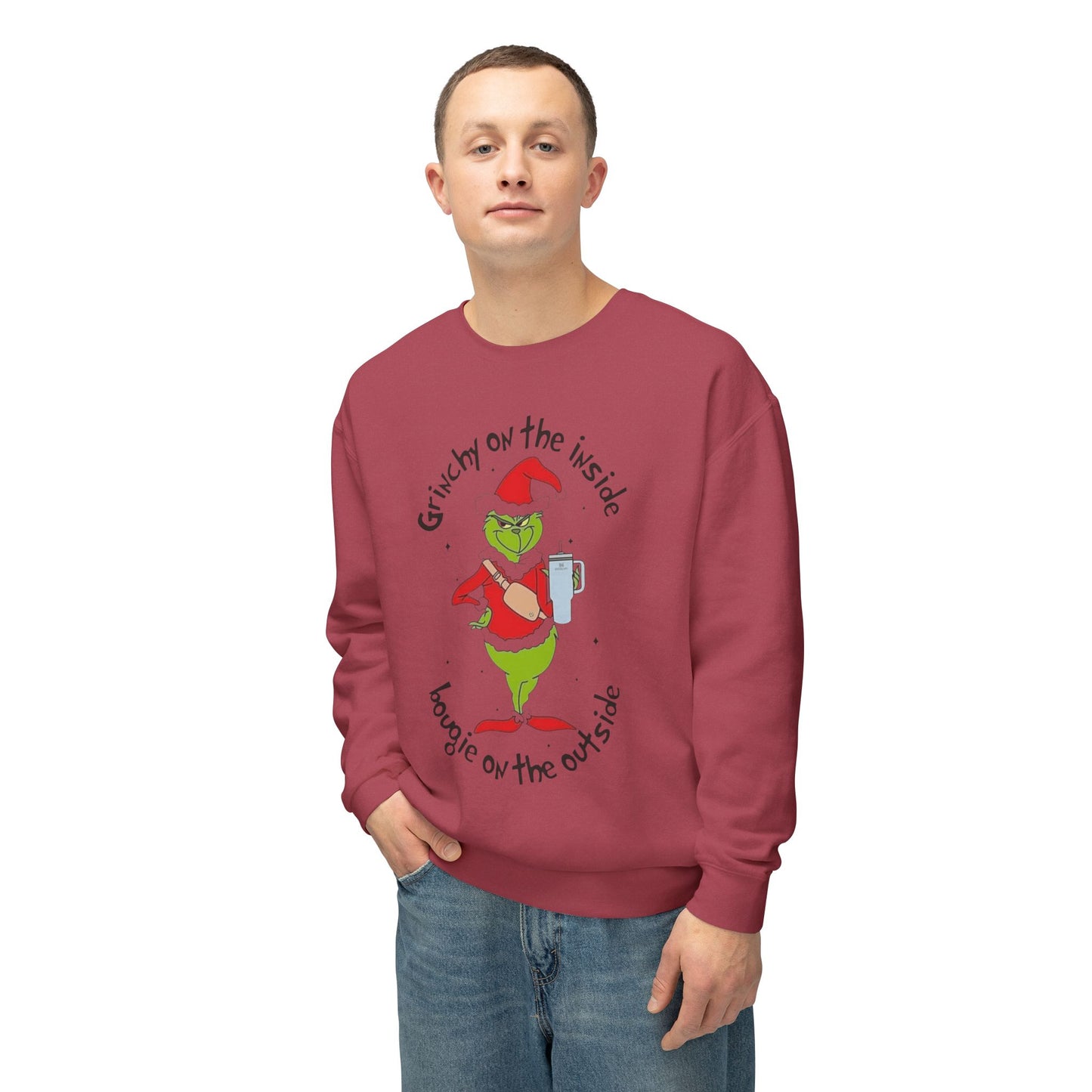 Funny, Cute & Classic Christmas Designs Grinchy on the Inside Crewneck Sweatshirt