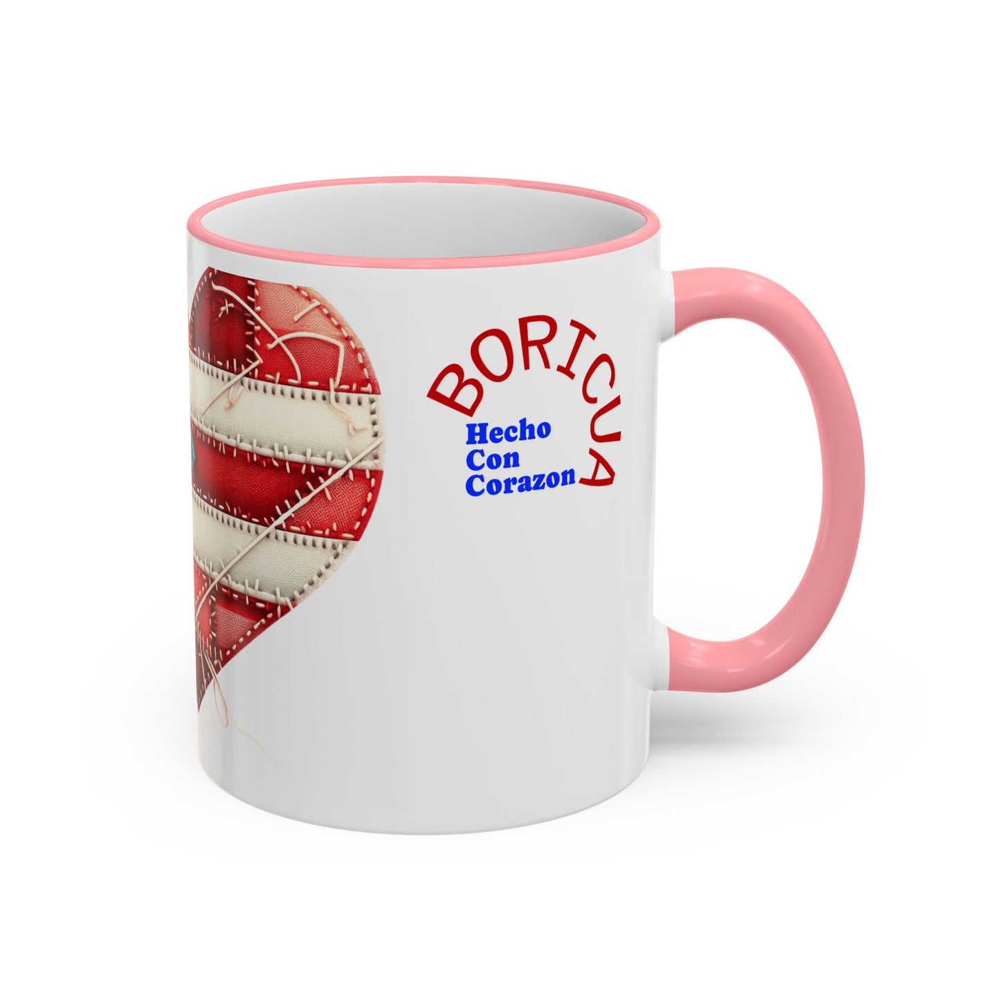 Puerto Rico Flag Heart Accent Rim Mug — Patriotic Coffee Cup (11oz/15oz)