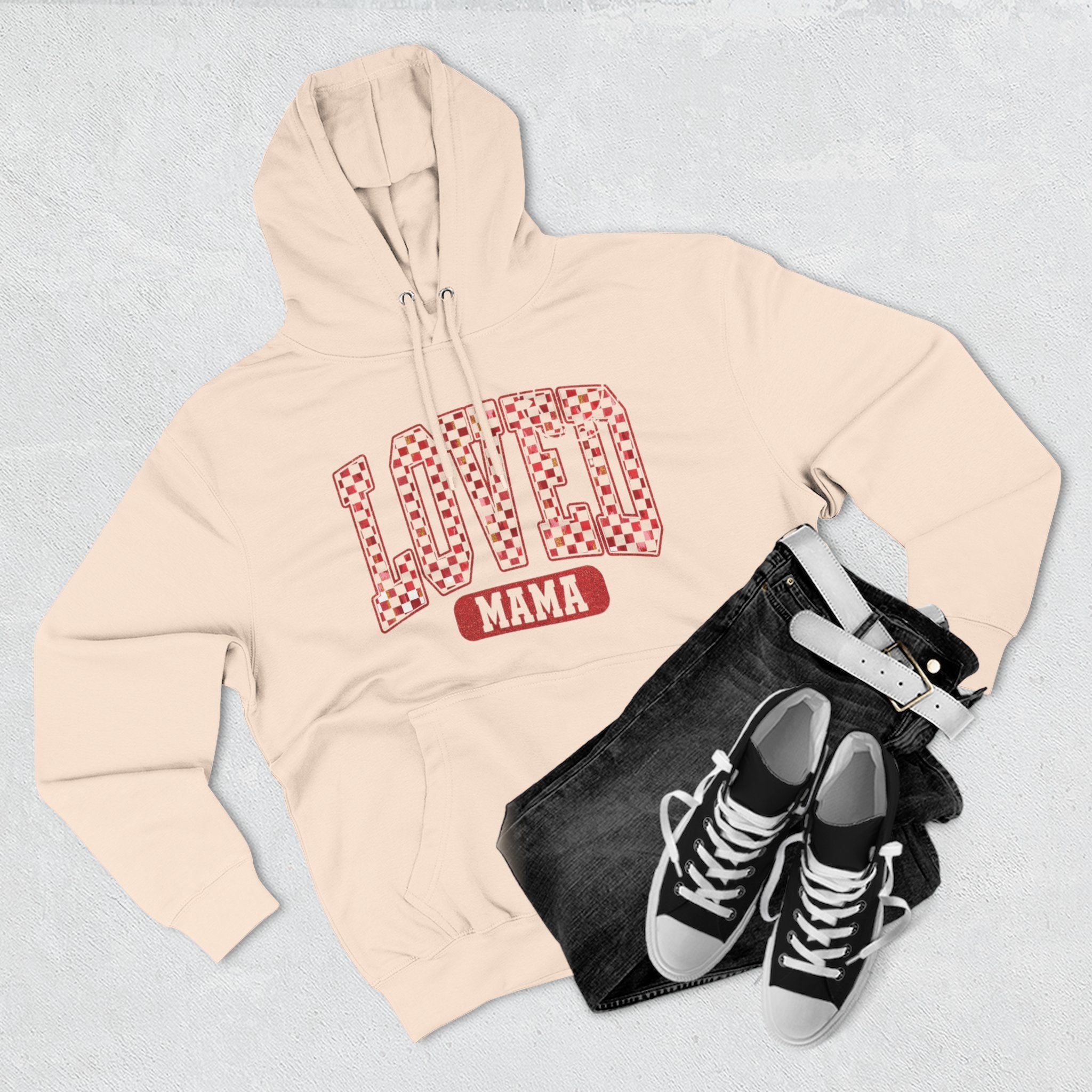 Hoodie  Loved Mama Checkerboard Graphic Hoodie