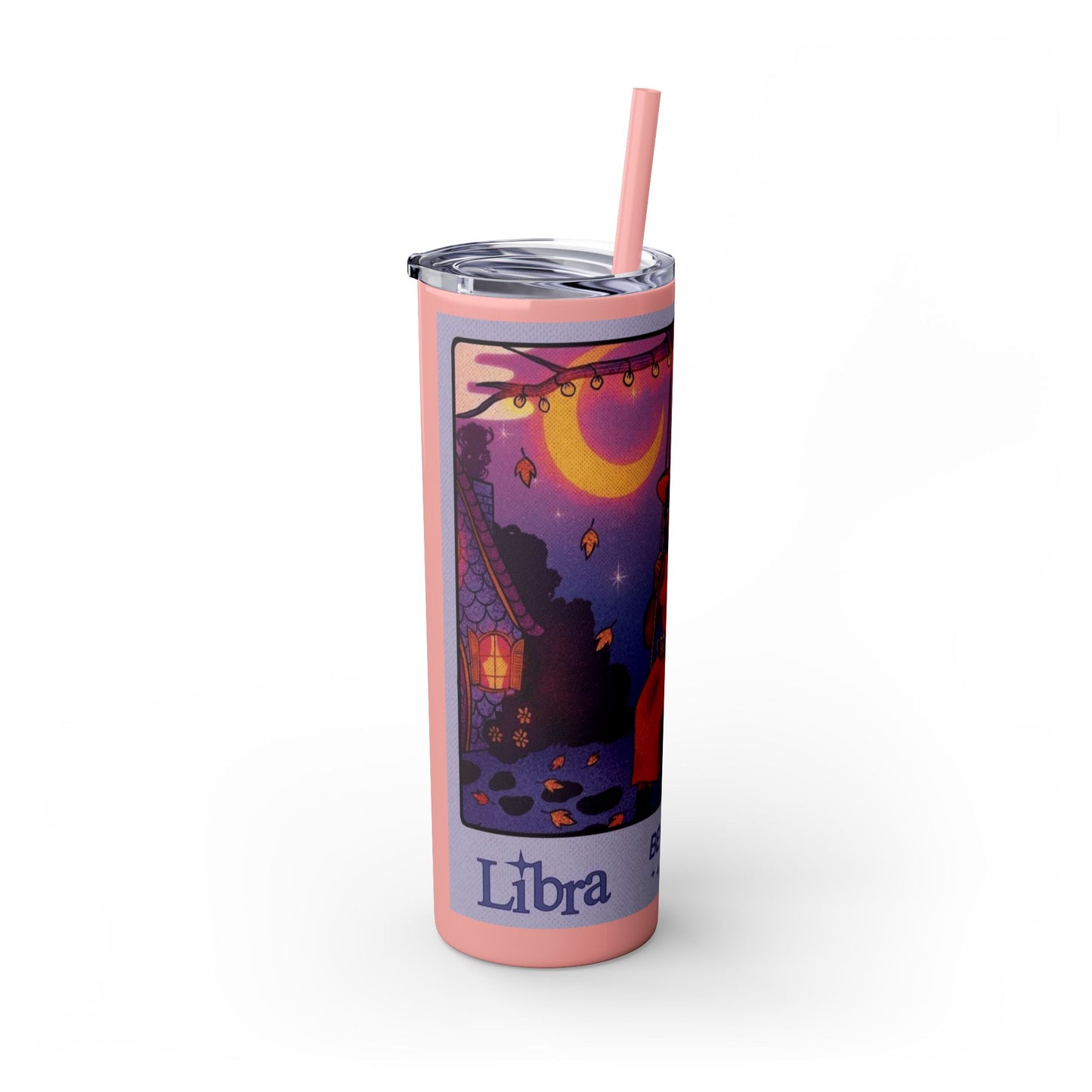 🎁 Spooky season gifts Enchanting Libra Skinny Tumbler with Straw | 20oz | Perfect for Halloween, Witchy Vibes, Astrology Lovers, Gift Idea, Custom Beverage Holder