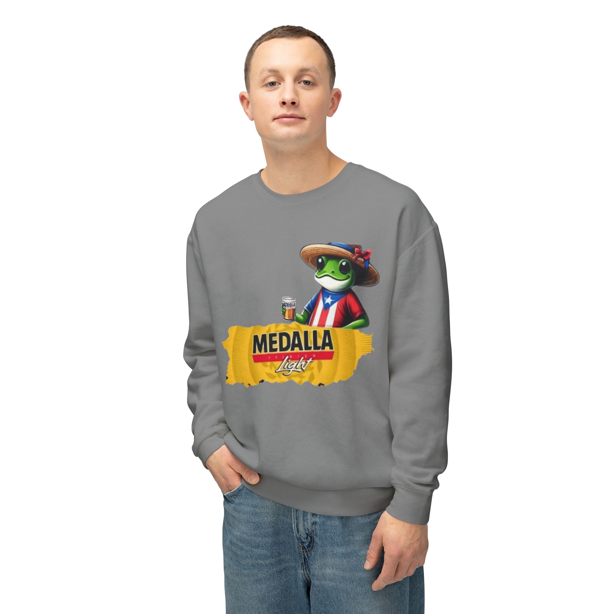 Medalla Light Puerto Rico Sweatshirt Coqui Boricua flag  Beer Pack Graphic Puerto Rico Navidades