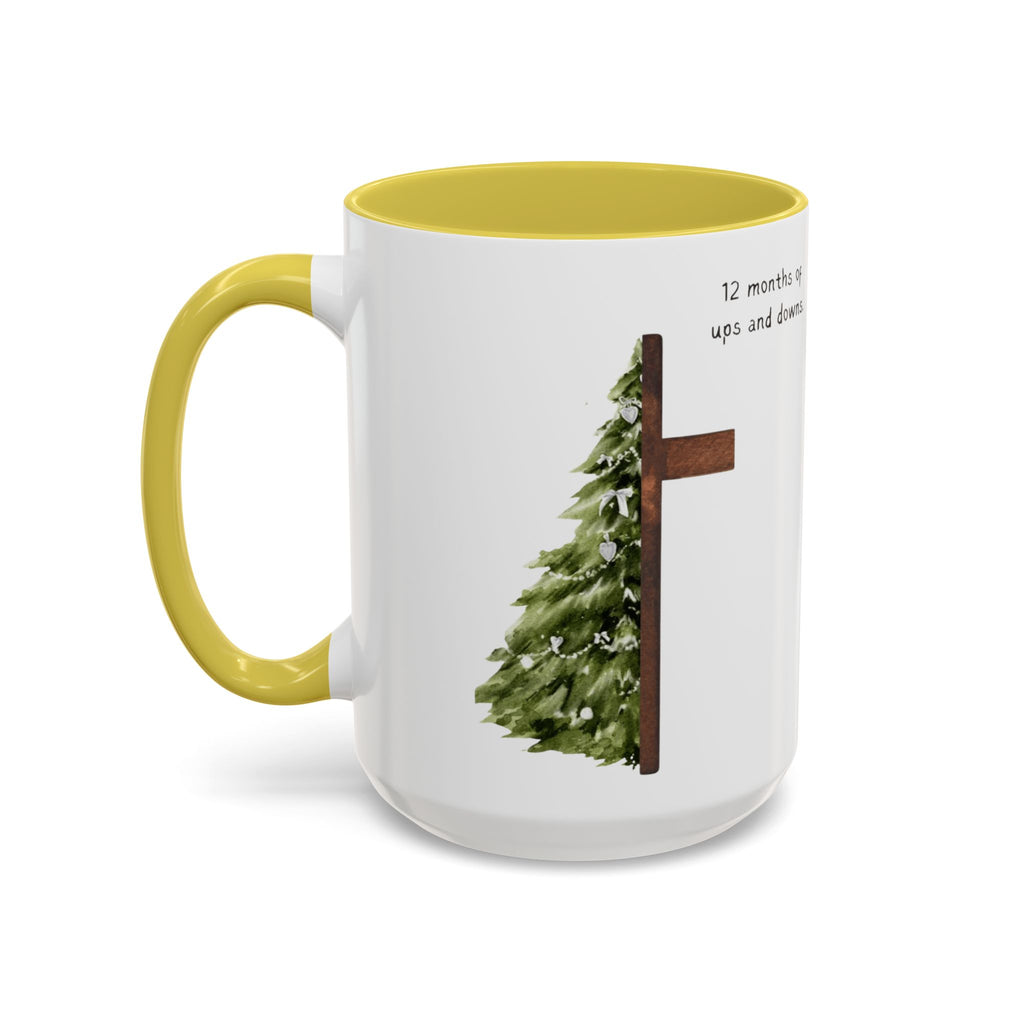 Christian Cross & Pine Tree Mug — Faith Reminder Coffee Cup (11oz/15oz)