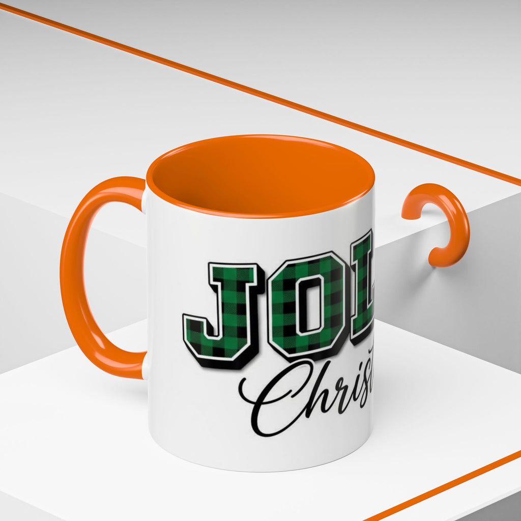 Holly Christmas Accent Coffee Mug — Green Plaid Holiday Gift (11/15oz)