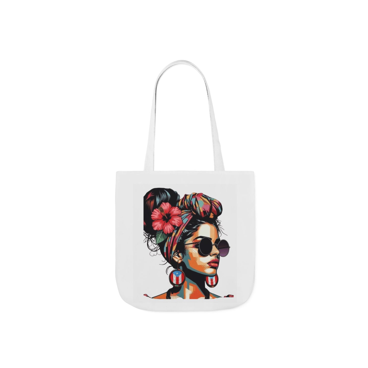 Carry Your Culture – Puerto Rican Pride in Every Step Chic Canvas Tote Bag - Stylish Floral Portrait, Trendy Beach Carryall, Mother's Day Gift, Everyday Shopper, Art Lovers Essential