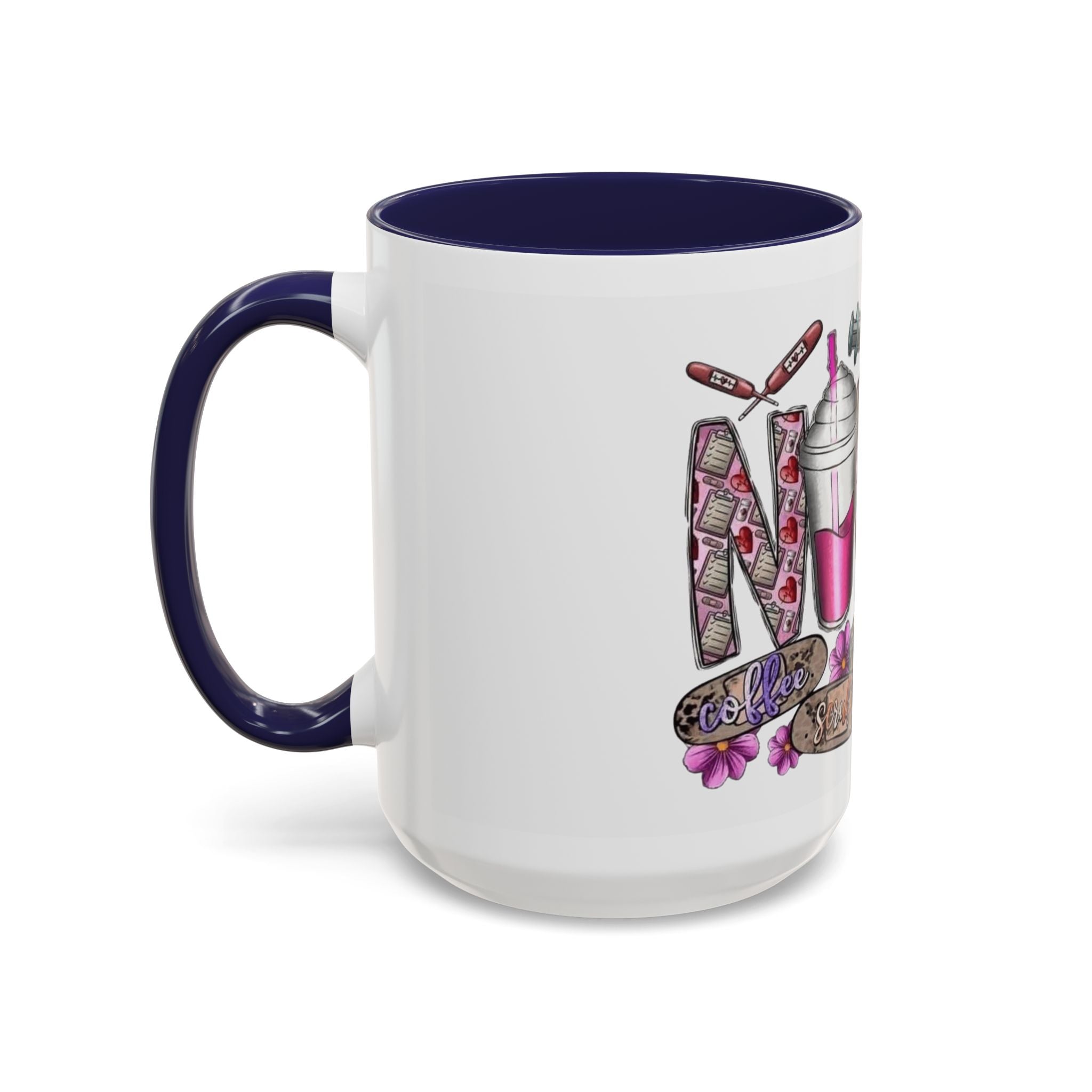 Nurse Love Coffee Mug  Cute Floral Medical Stethoscope & Syringe Design (11/15oz) Medical Christmas Mug
