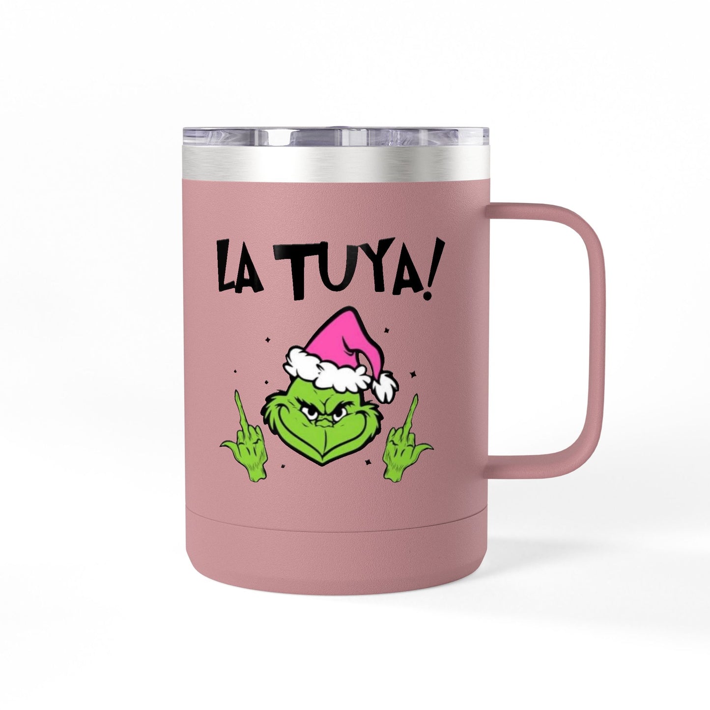 Holiday Grinch Coffee Mug Tumbler - 15oz Vaso / Taza de Acero Inoxidable – Diseño Navideño