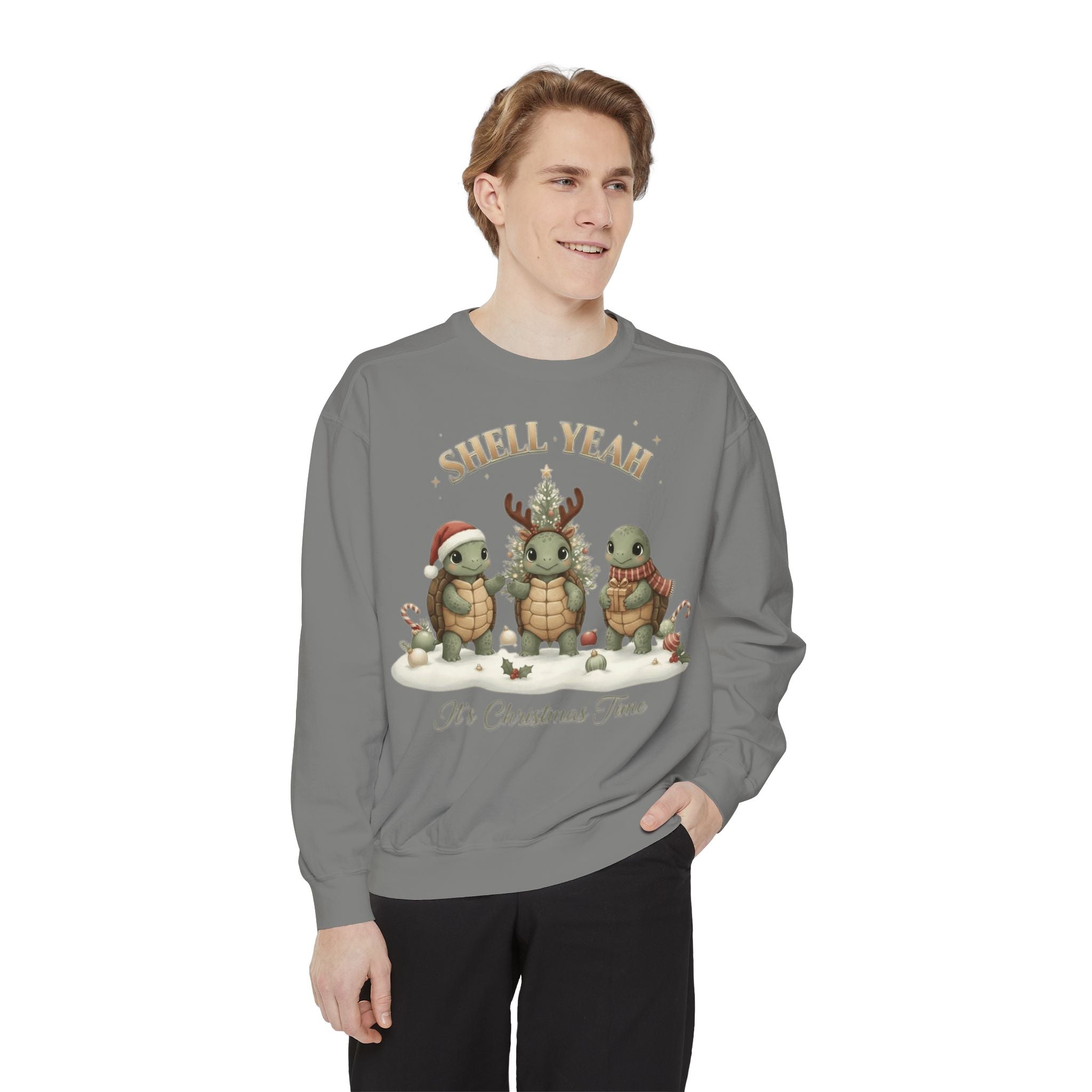 Christmas Turtle Sweatshirt  "Shell Yeah, It’s Christmas Time" Holiday Pullover