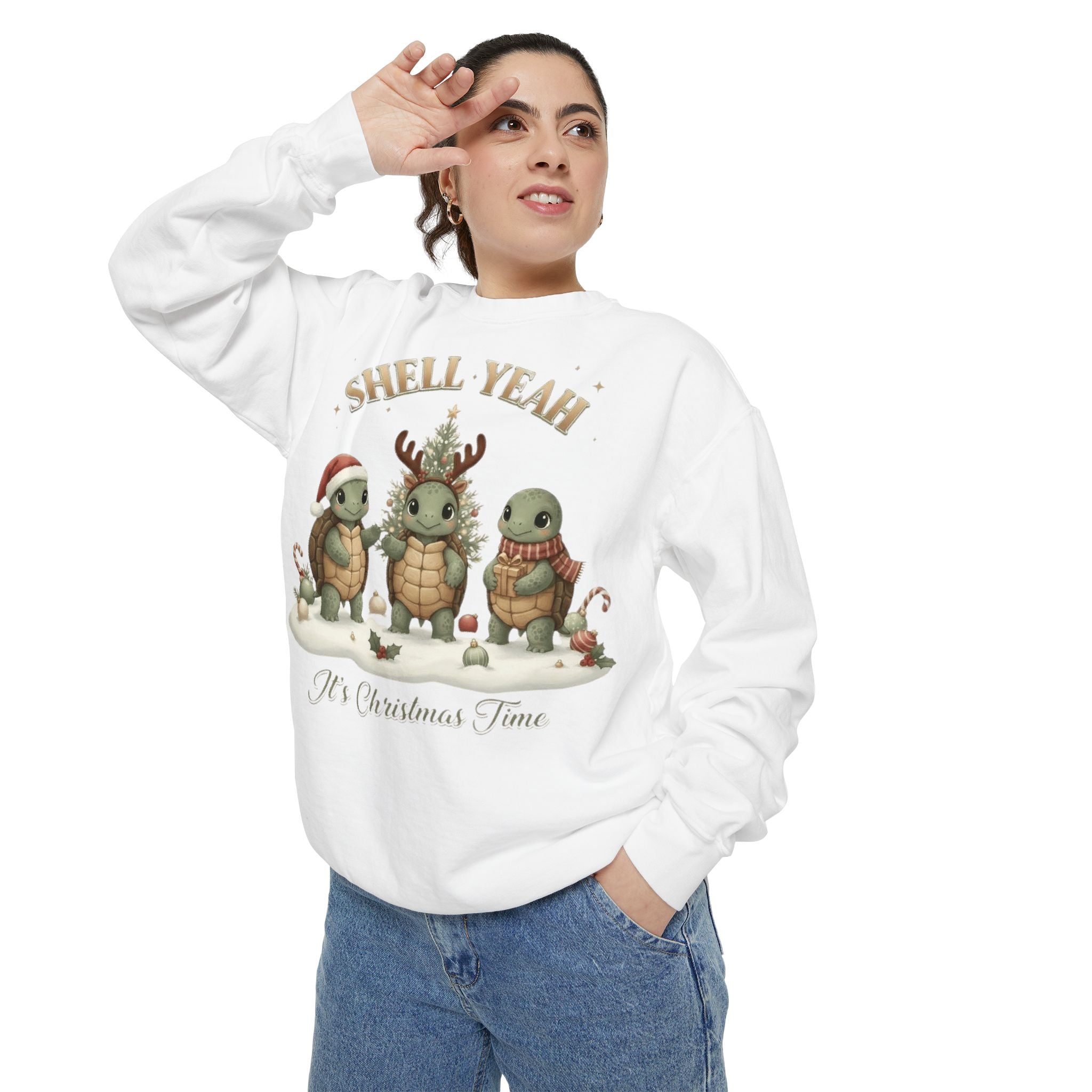 Christmas Turtle Sweatshirt  "Shell Yeah, It’s Christmas Time" Holiday Pullover