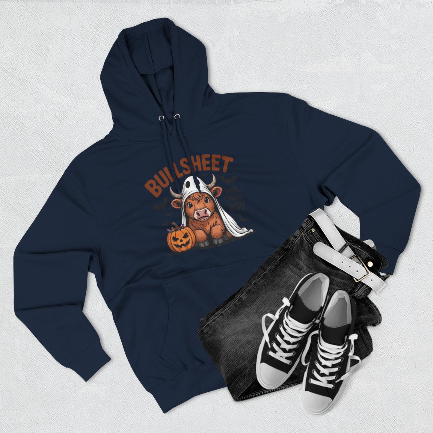 Spooky Vibes Only" Halloween Sweater Cozy Ghostly Fleece Hoodie