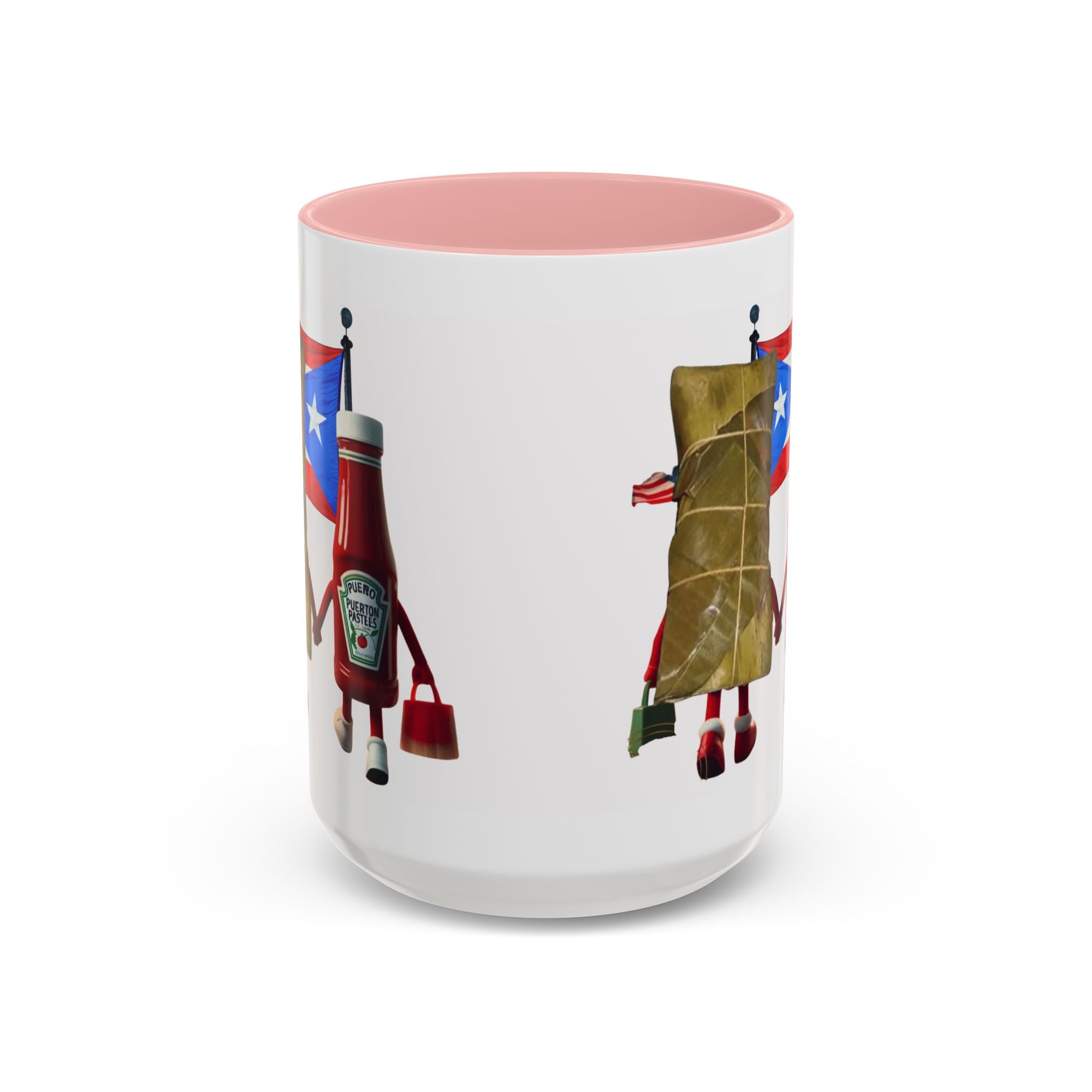 Puerto Rican Flag Ketchup & Pasteles Coffee Mug — Funny Food Friends Accent Mug (11/15oz)