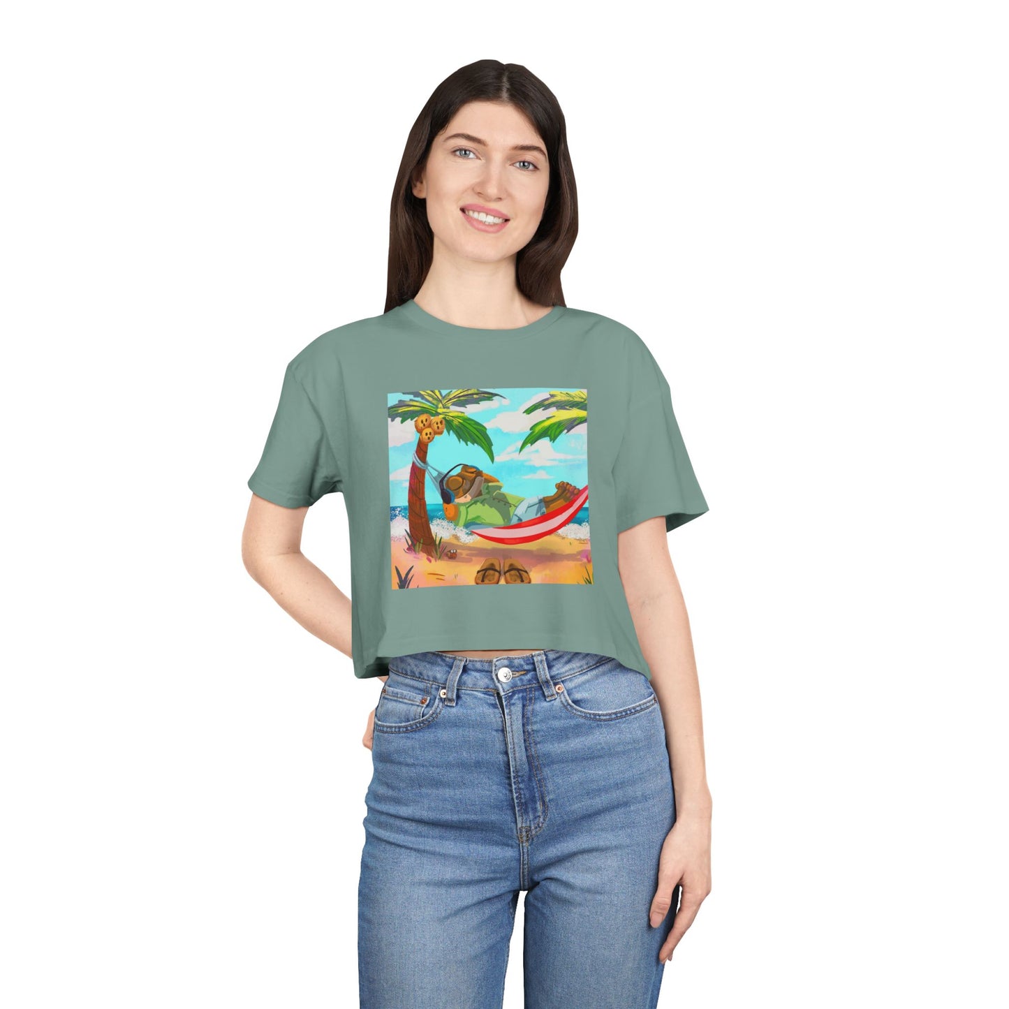 Boriqua T-Shirt Tropical Paradise Crop Tee - Chill Vibes, Women's Casual Top, Summer Style, Beachwear, Vacation Shirt