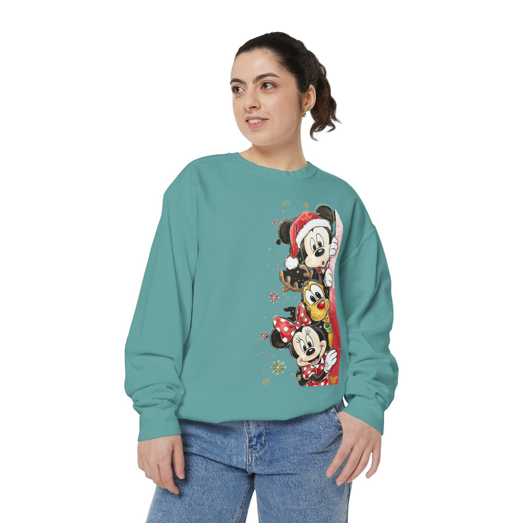 Christmas Disney Characters Sweatshirt  Mickey, Minnie & Pluto Holiday Crew Cartoon Christmas T-shirts and Sweaters