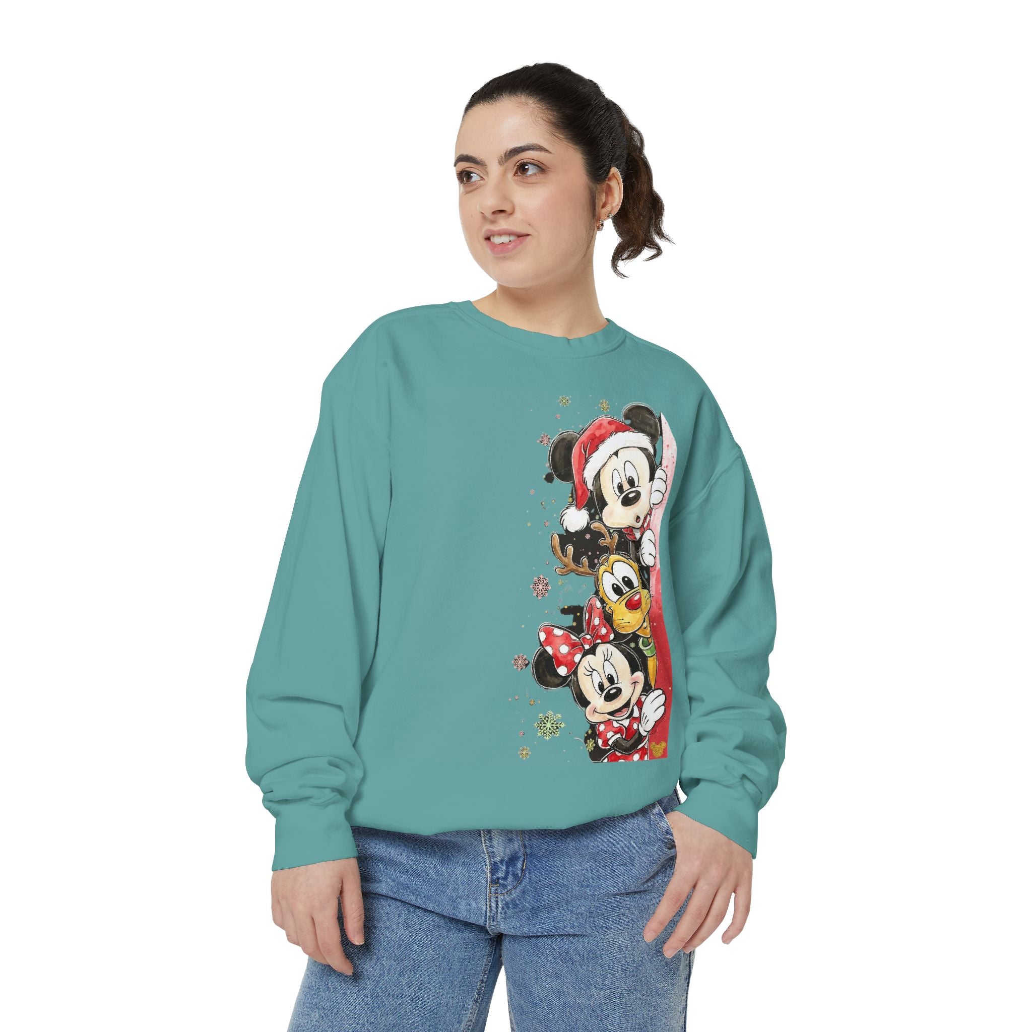 Christmas Disney Characters Sweatshirt  Mickey, Minnie & Pluto Holiday Crew Cartoon Christmas T-shirts and Sweaters