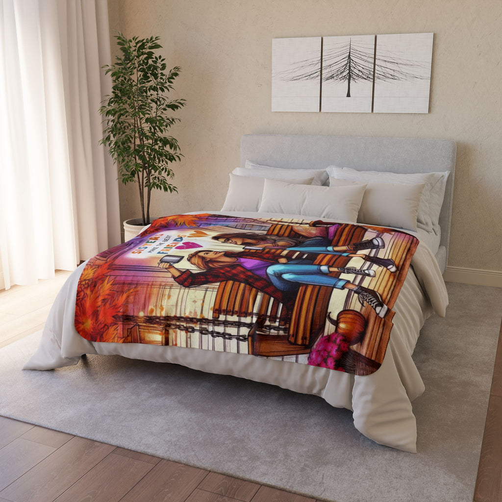 Sisters Make the Best Friends Sherpa Blanket — Cozy Autumn Sister Gift Blanket Gift for Sister