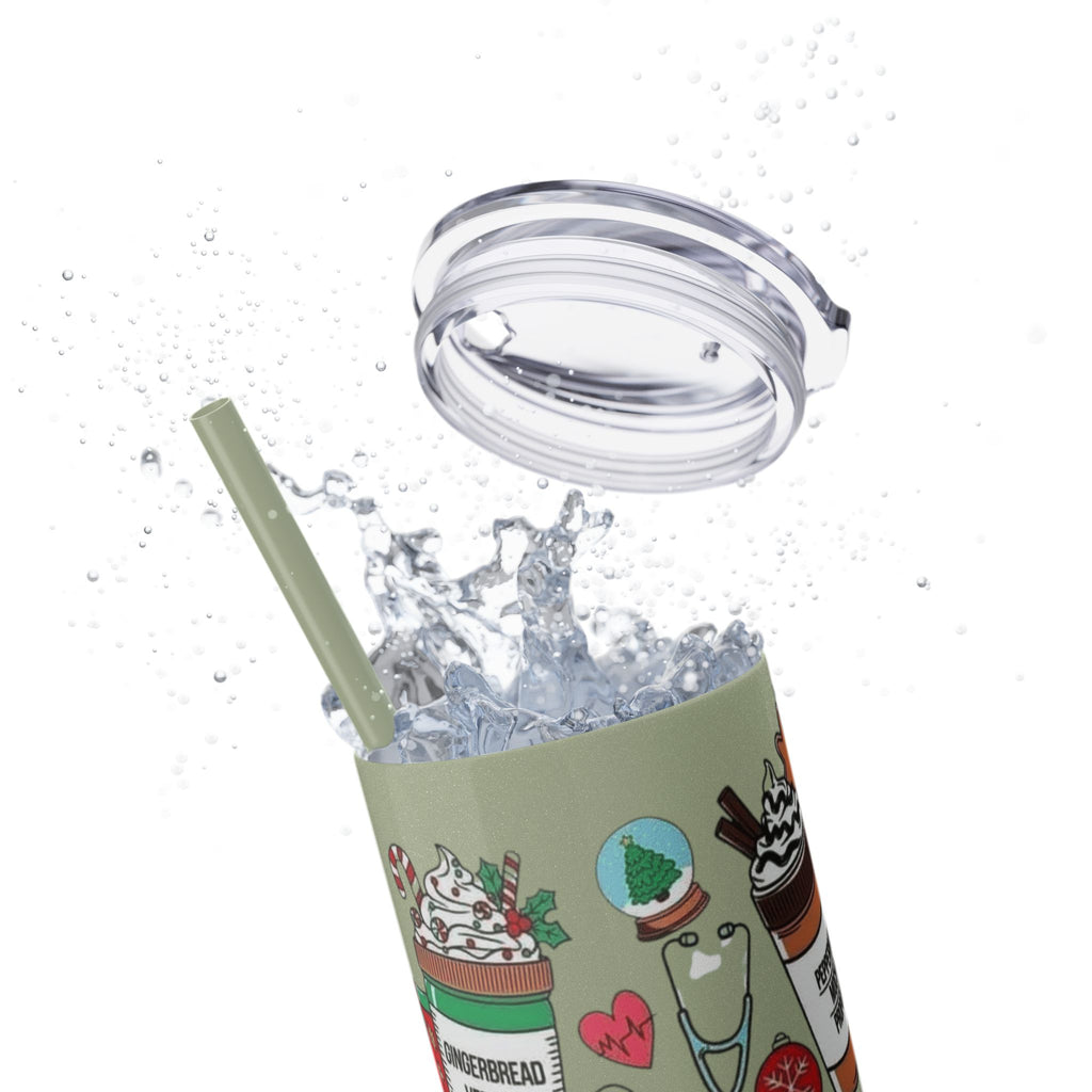 Emergency Department Nurse Christmas Skinny Tumbler - 20oz Holiday Medical Travel Cup with Straw Medical Christmas Mug