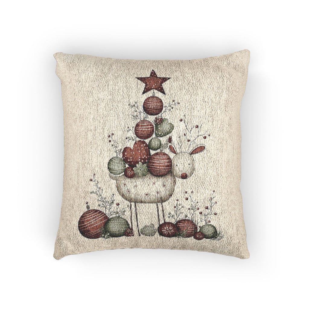 Rustic Holiday Fruit Tree Woven Pillow  Farmhouse Christmas Decor CHRISTMAS PILLOW DÉCOR