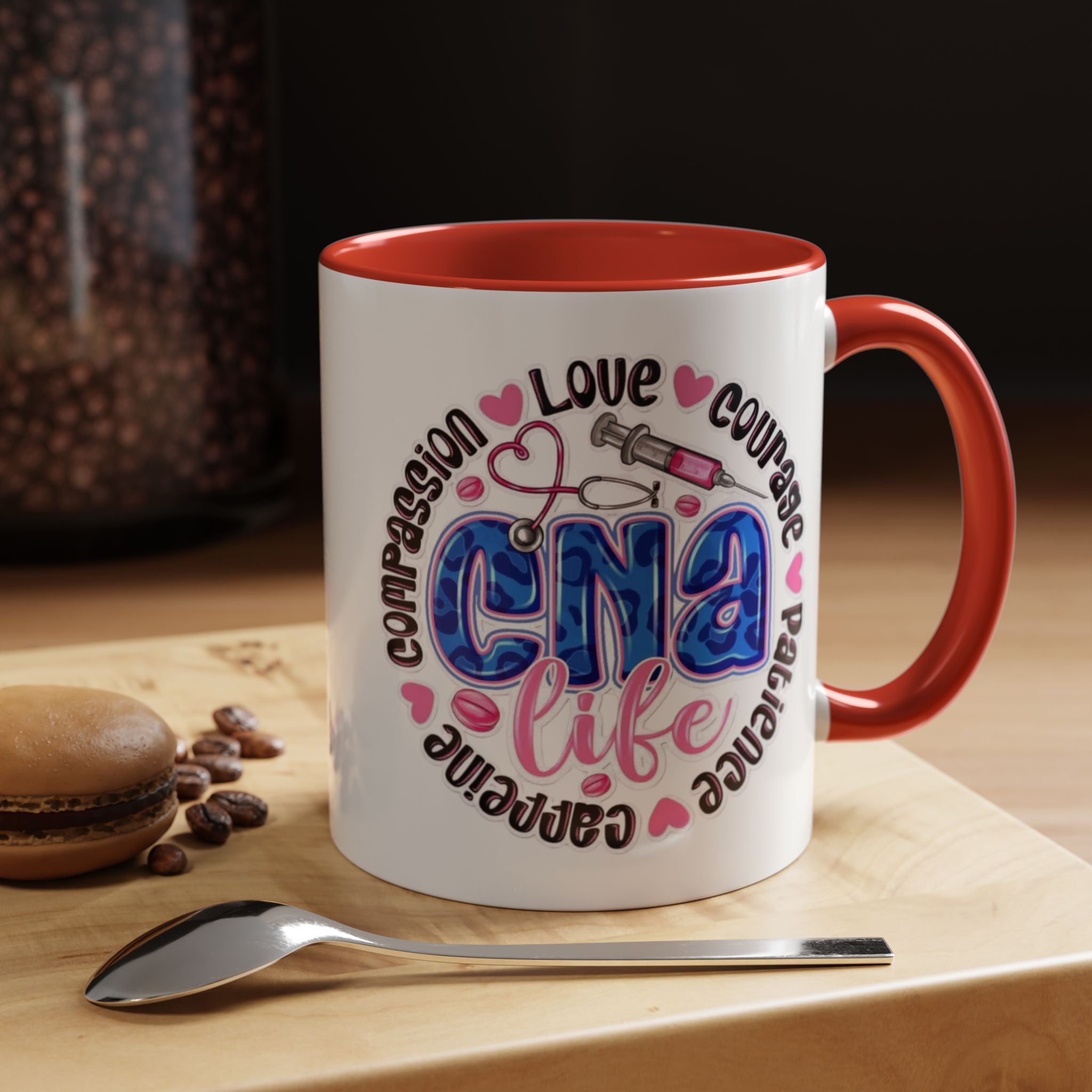 CNA Life Coffee Mug — Compassion, Courage & Patience Accent Mug (11/15oz) Medical Christmas Mug